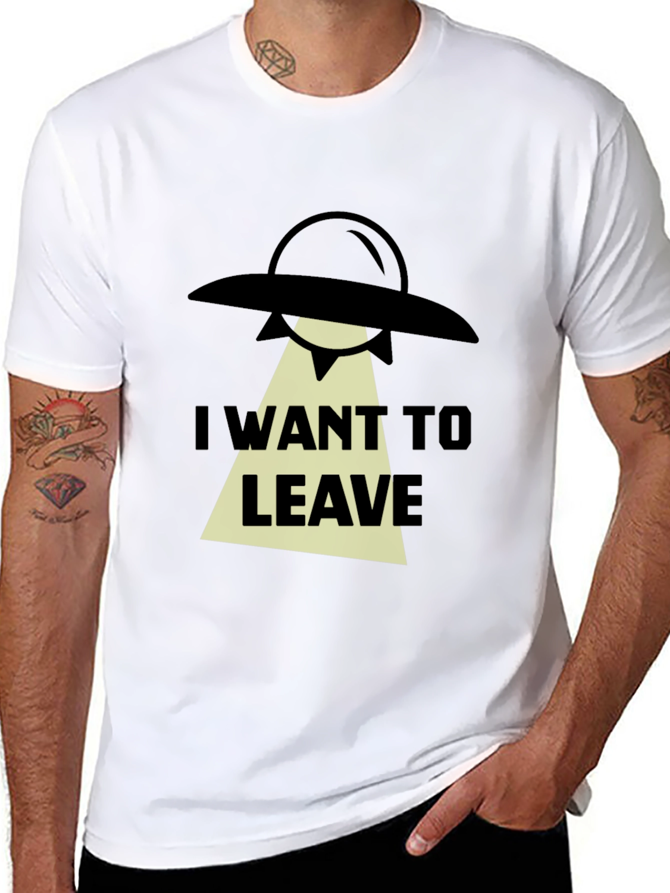 I Want To Leave Alien UFO Graphic T-Shirt