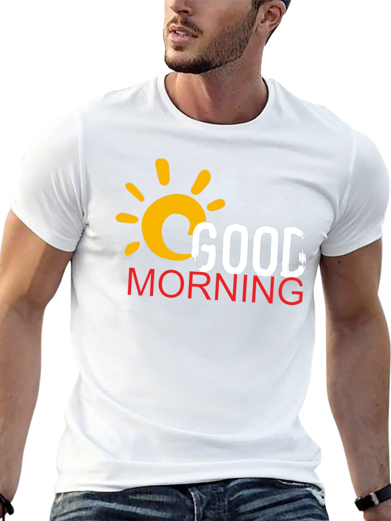Good Morning Graphic Print Black T-Shirt