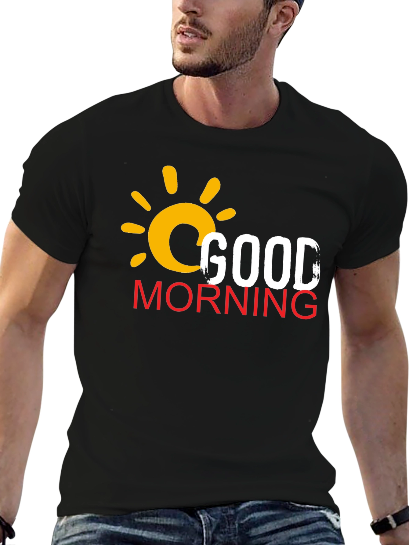 Good Morning Graphic Print Black T-Shirt