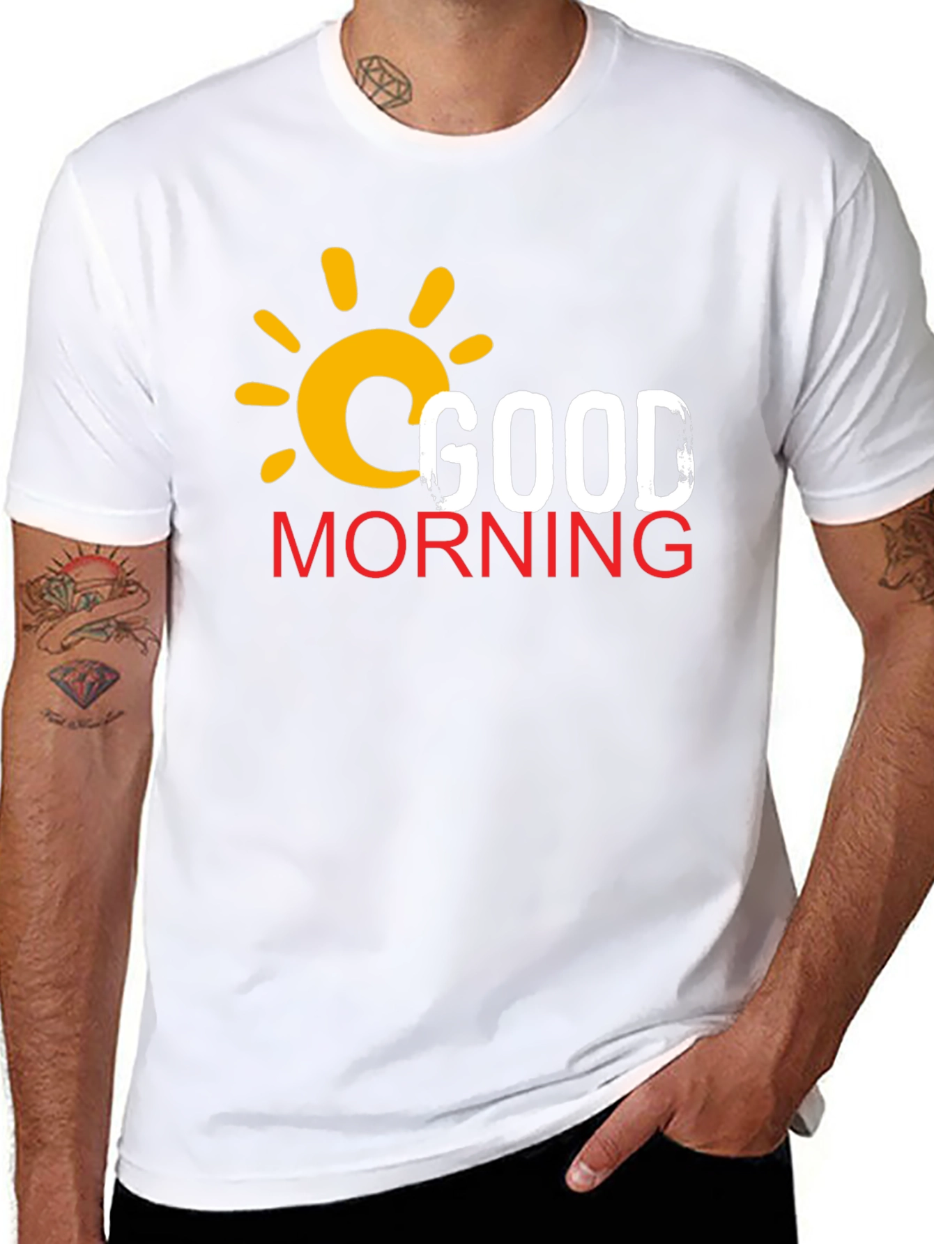 Good Morning Graphic Print Black T-Shirt