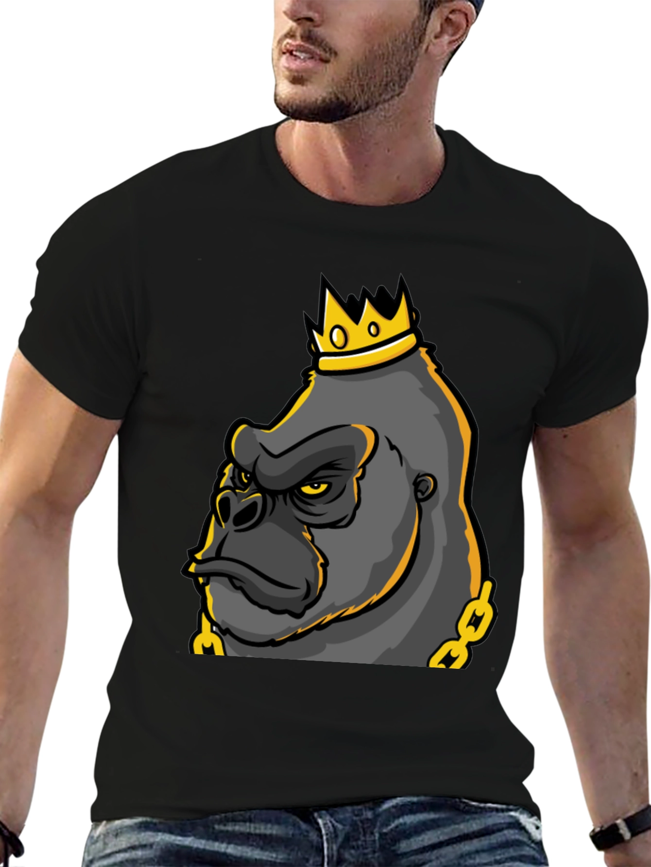 King Gorilla Graphic Tee - Black Cotton Blend