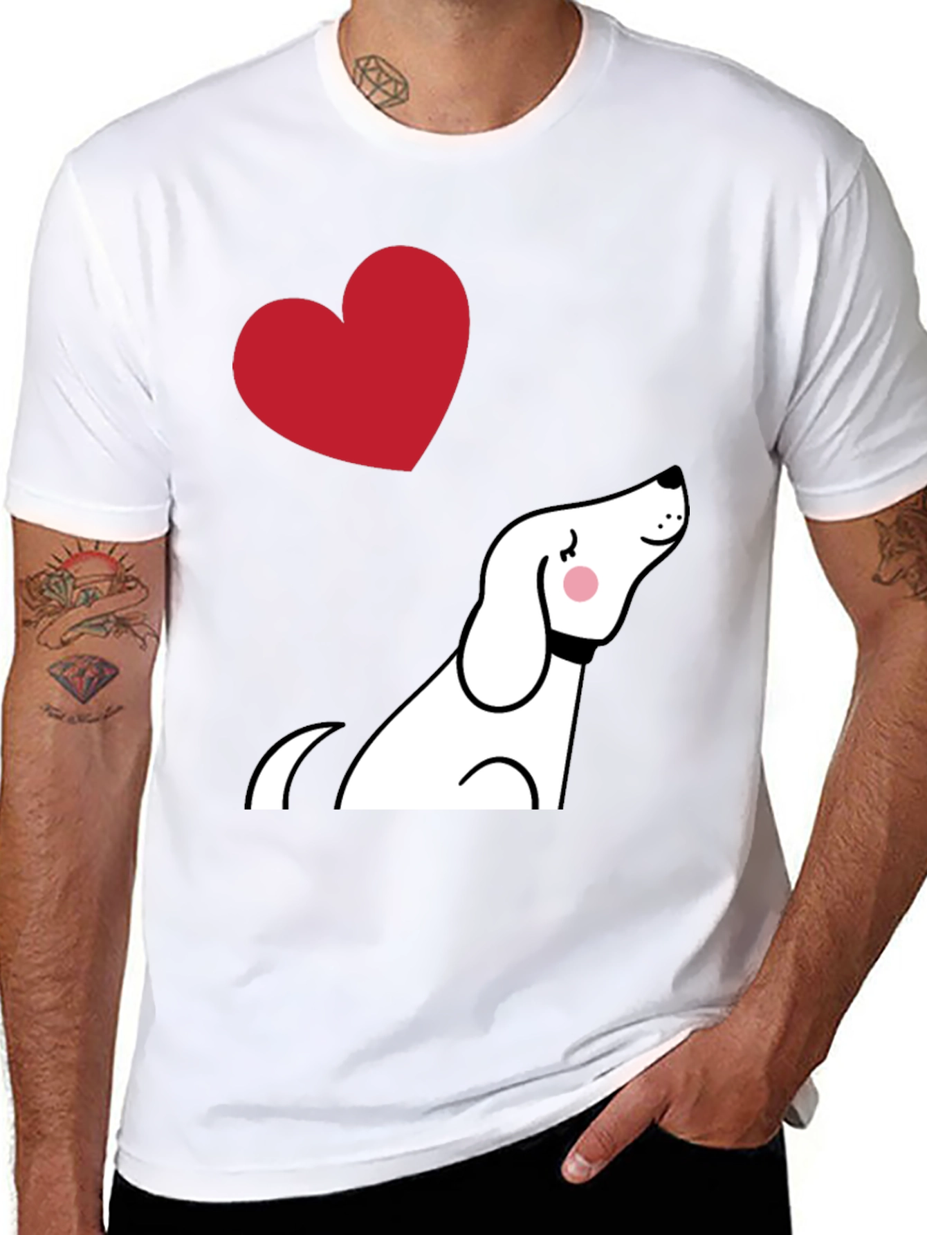 Dog Lover Graphic Tee - Cute Heart Design