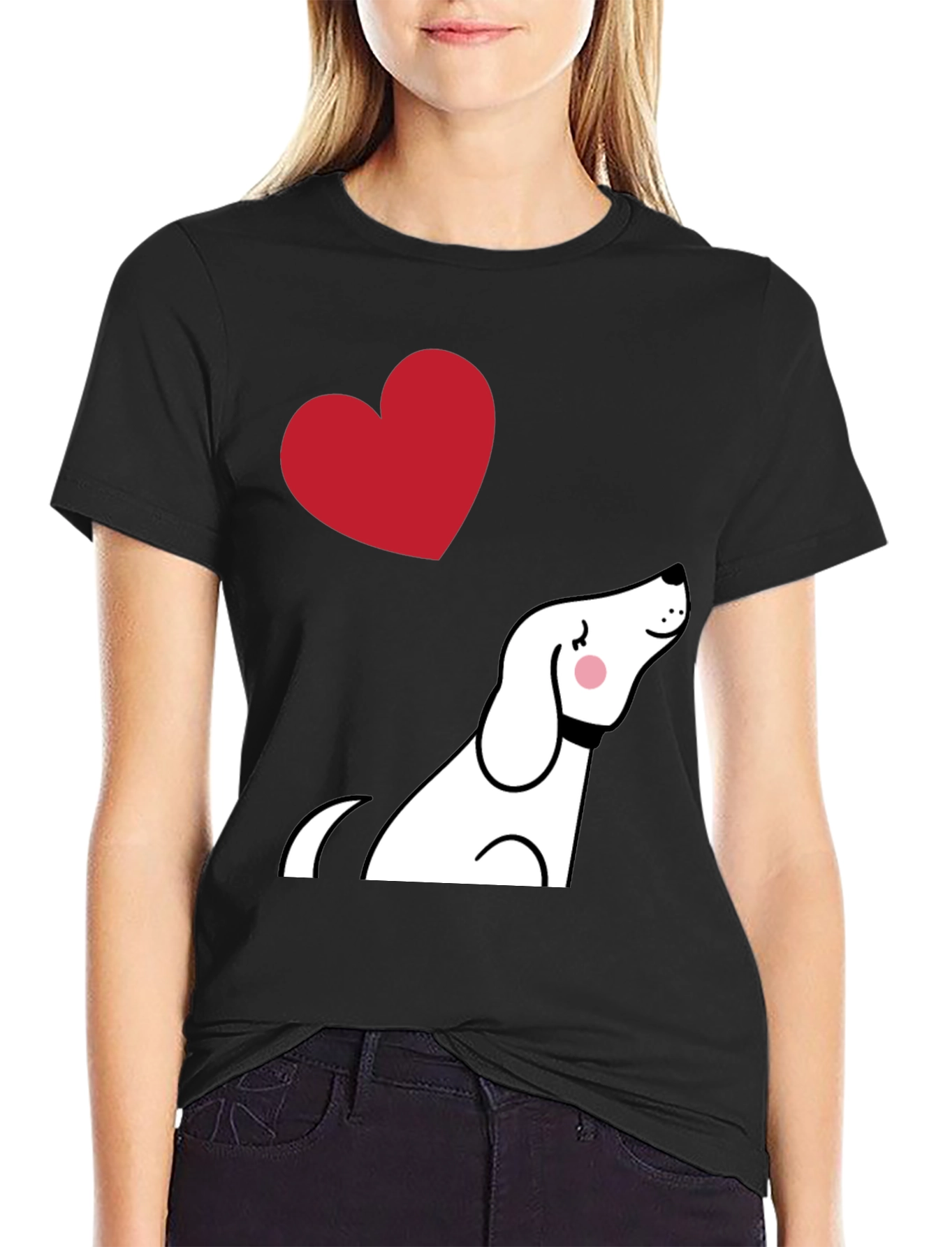 Dog Lover Graphic Tee - Cute Heart Design