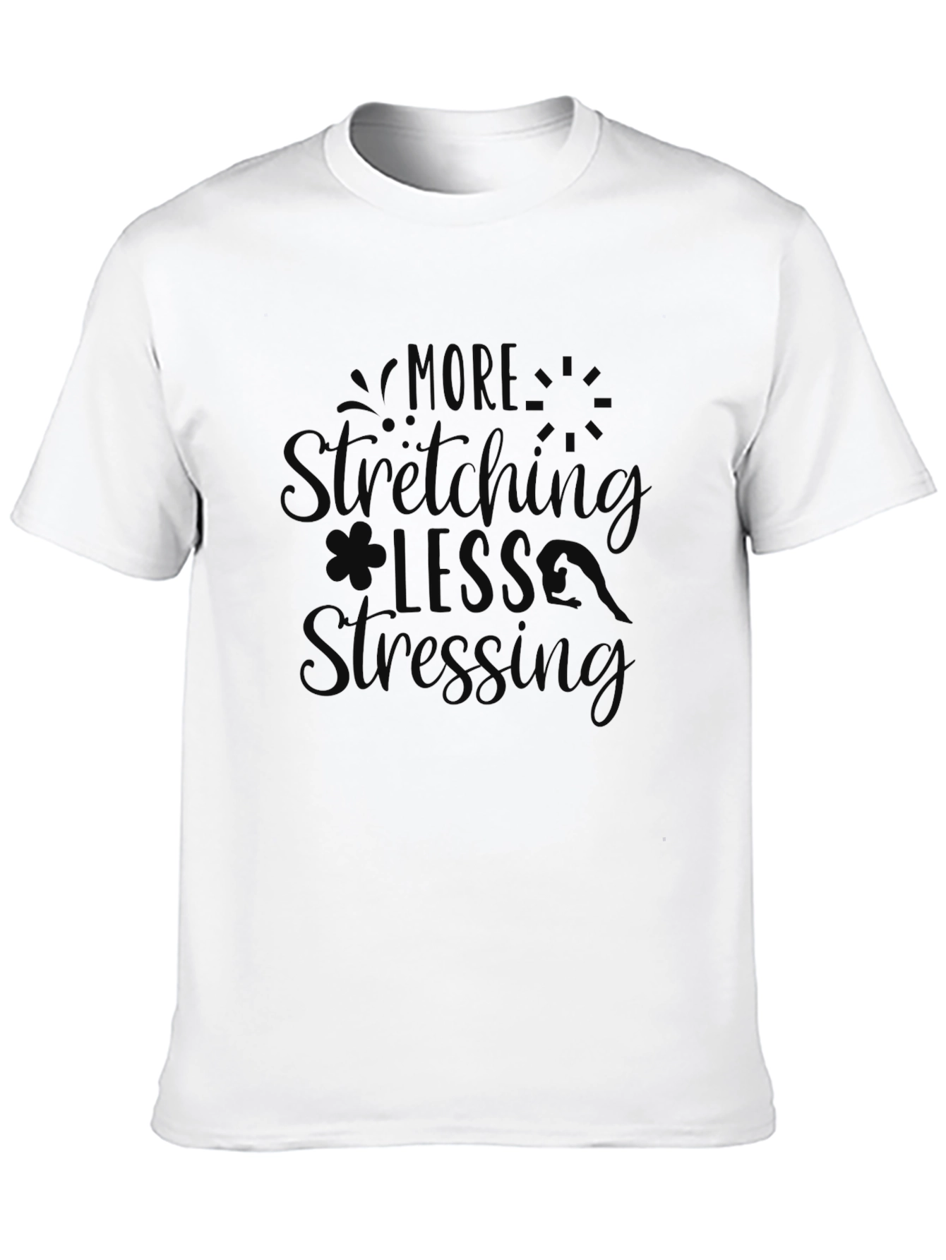 More Stretching Less Stressing Black Graphic Tee