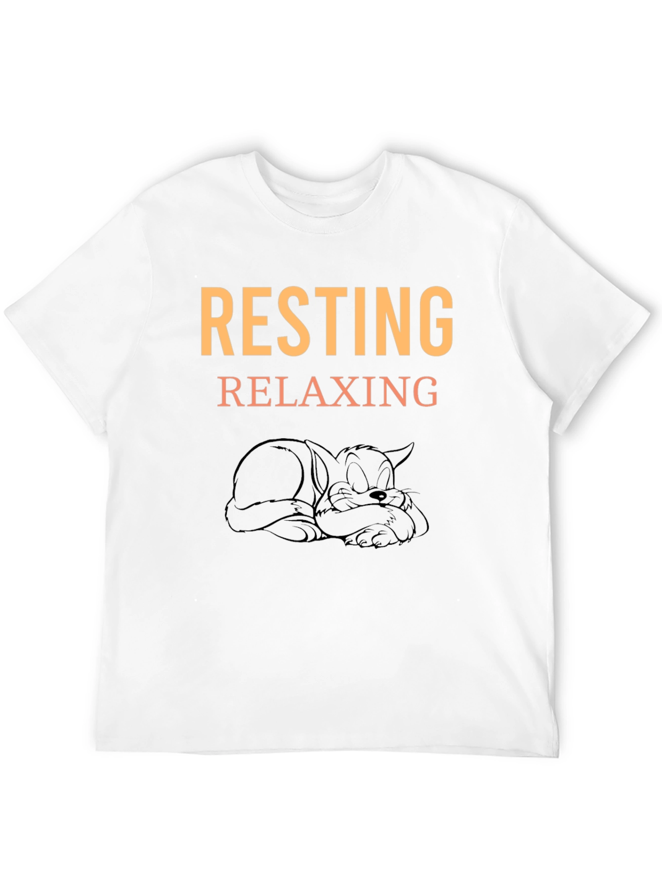 Resting Relaxing Cat Graphic Tee - Black Cotton T-Shirt