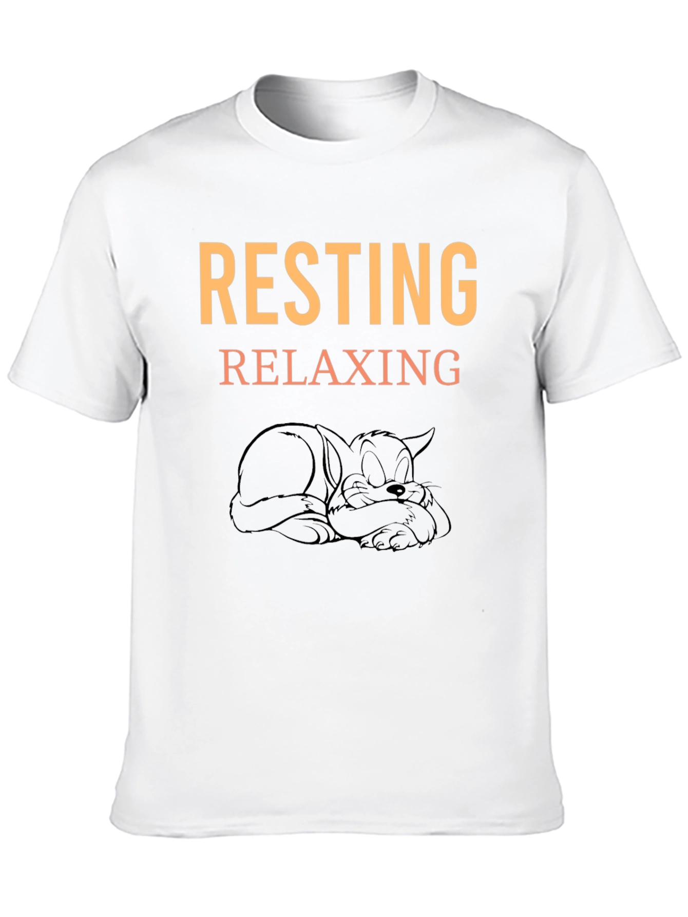 Resting Relaxing Cat Graphic Tee - Black Cotton T-Shirt