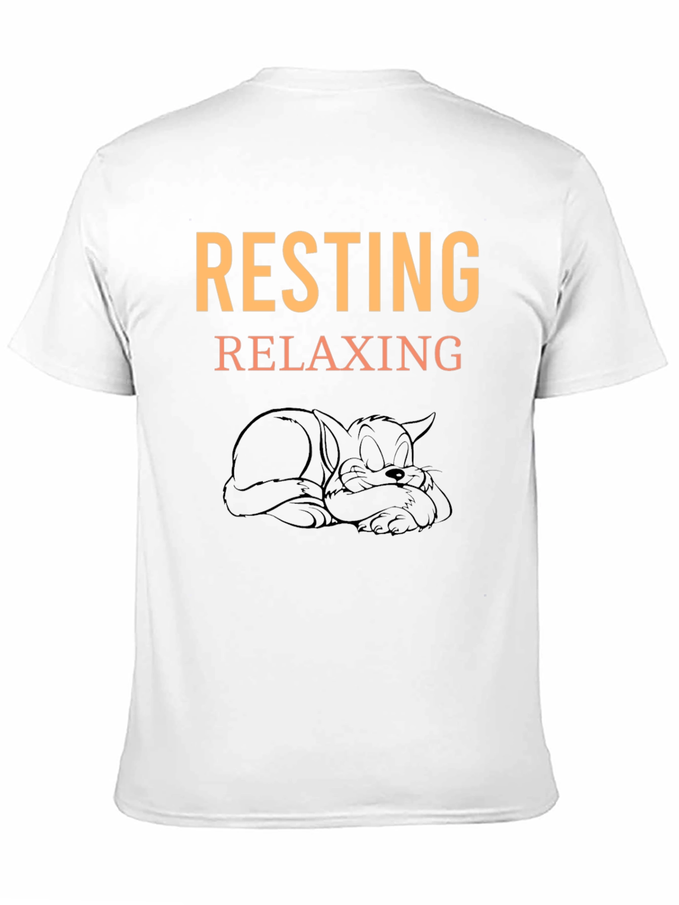 Resting Relaxing Cat Graphic Tee - Black Cotton T-Shirt