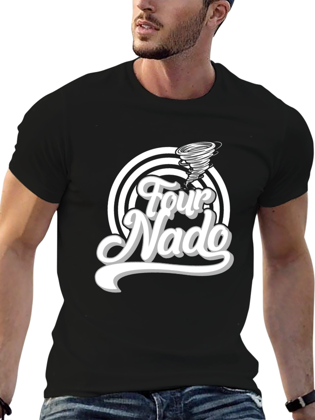 Four Nado Black Graphic Tee - Mens Novelty T-Shirt