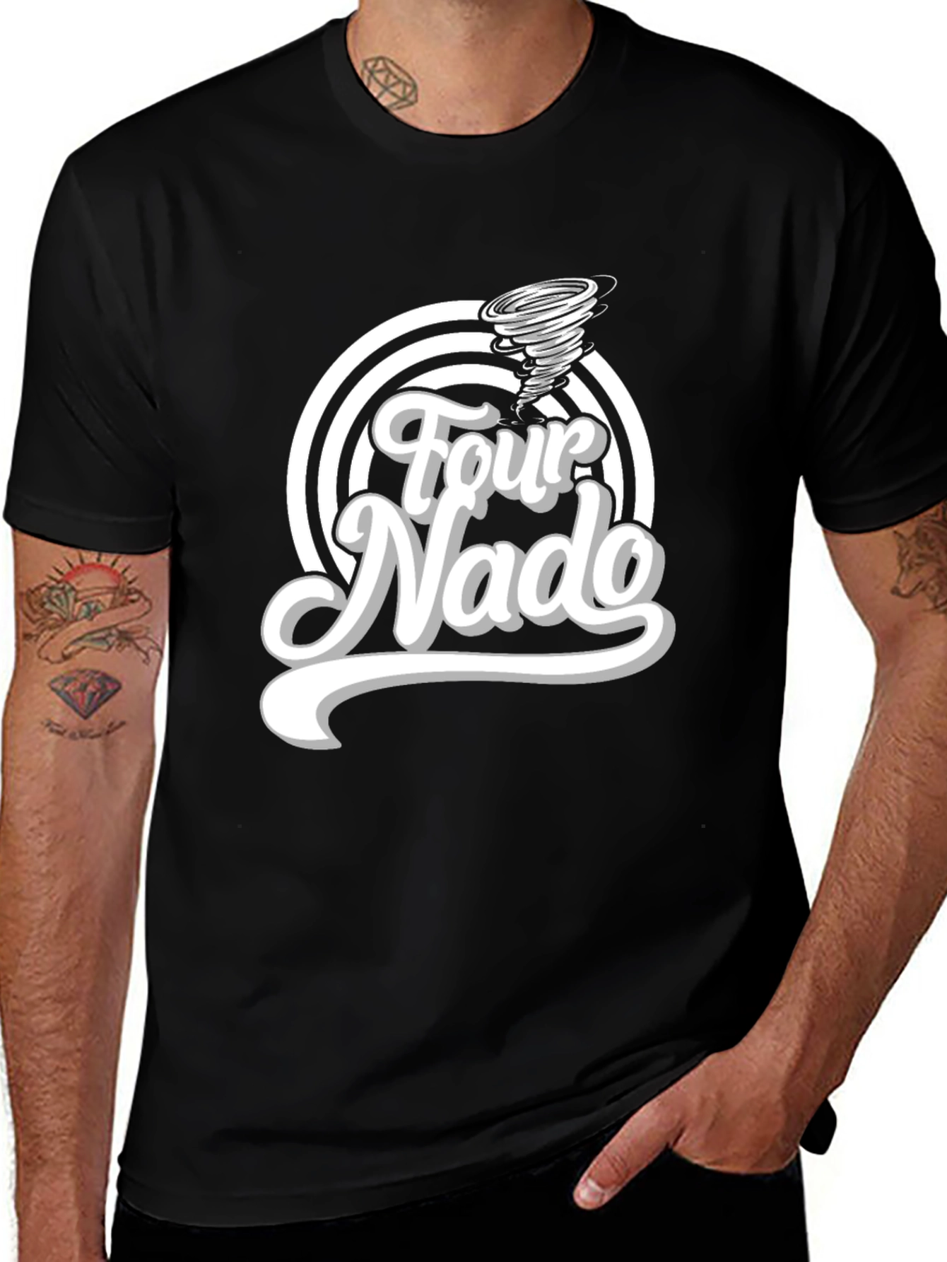 Four Nado Black Graphic Tee - Mens Novelty T-Shirt