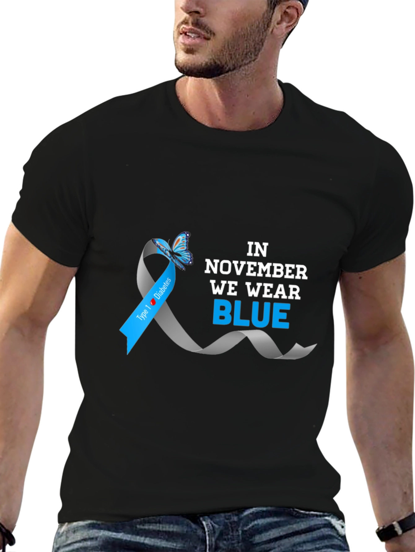 Diabetes Awareness Blue Ribbon T-Shirt