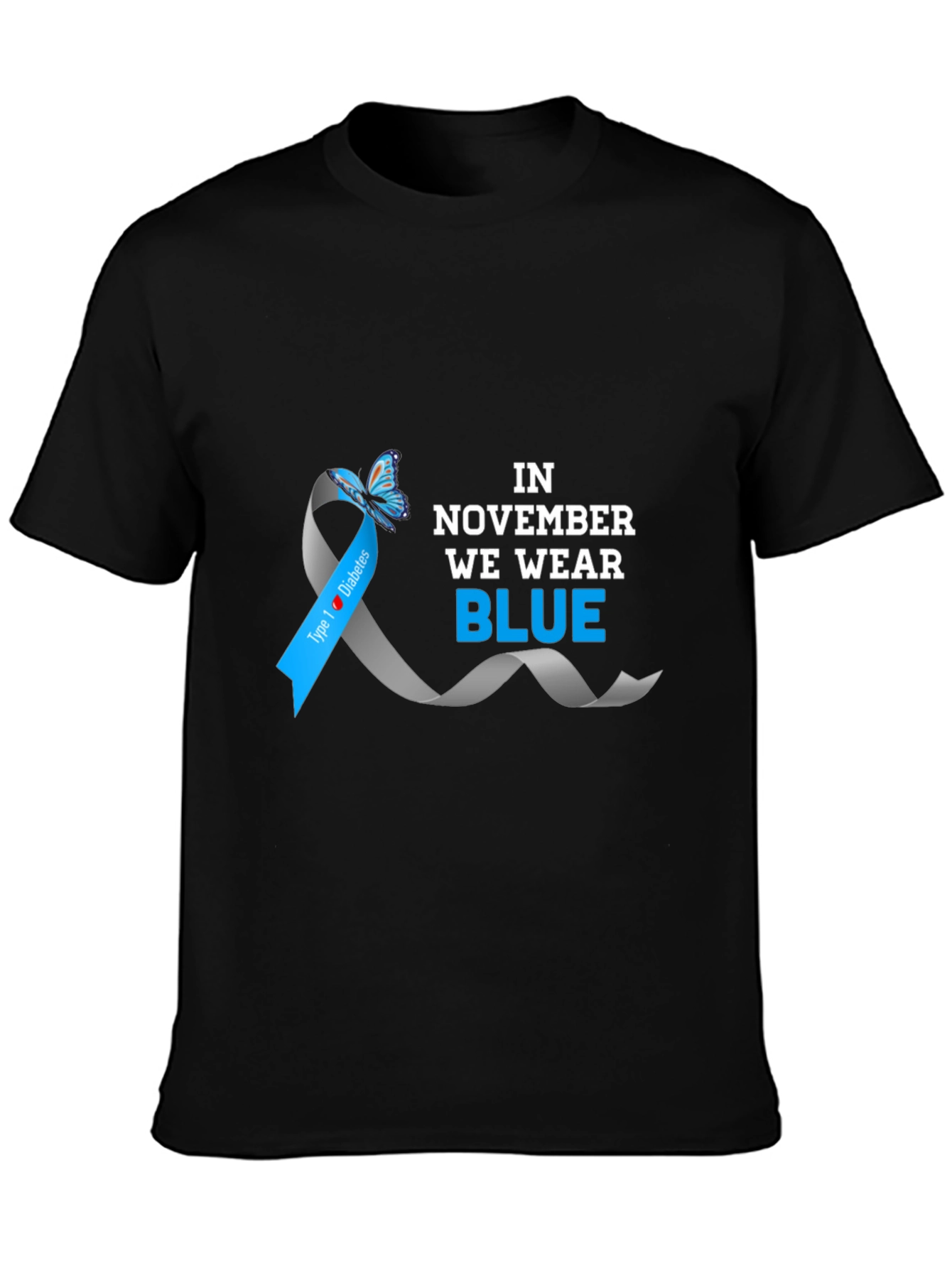 Diabetes Awareness Blue Ribbon T-Shirt