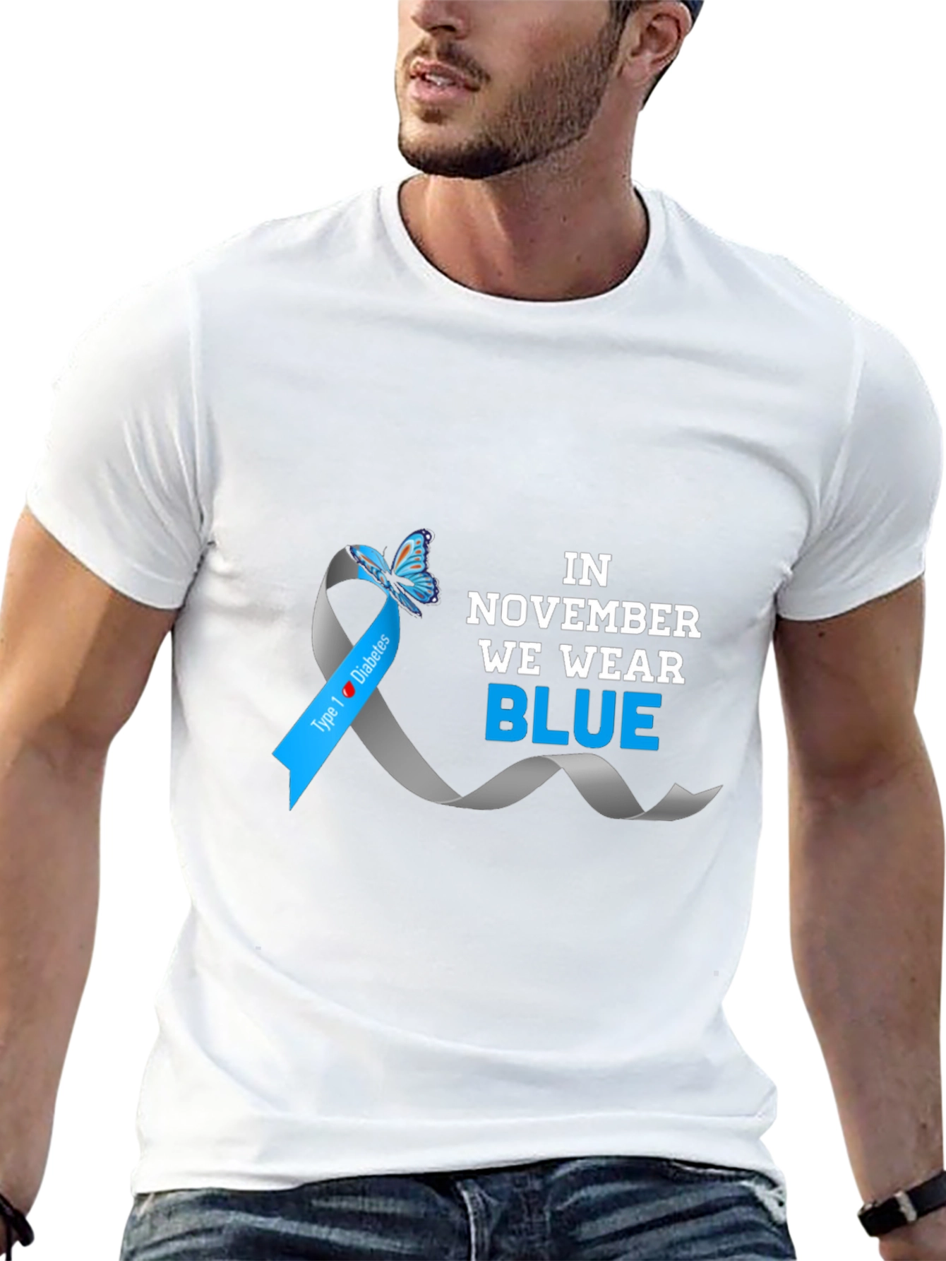 Diabetes Awareness Blue Ribbon T-Shirt