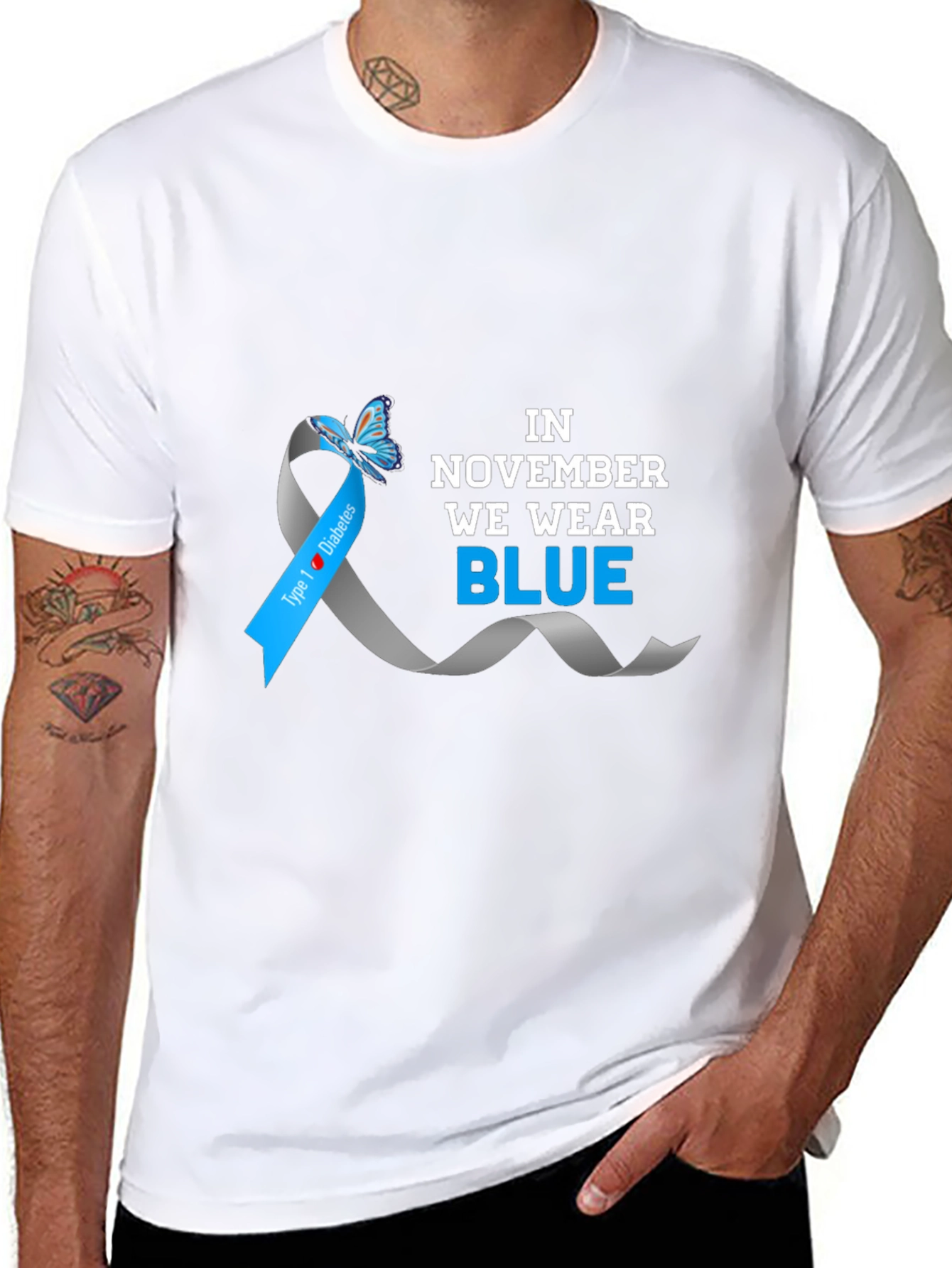 Diabetes Awareness Blue Ribbon T-Shirt