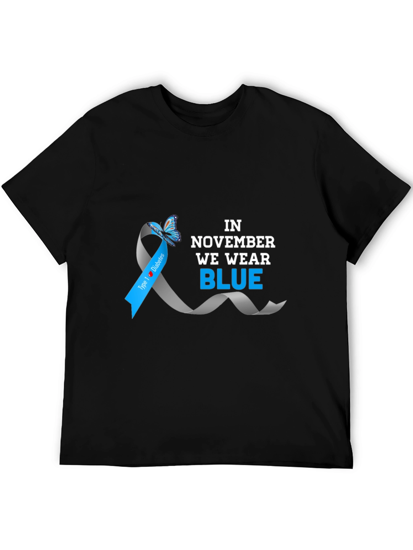 Diabetes Awareness Blue Ribbon T-Shirt
