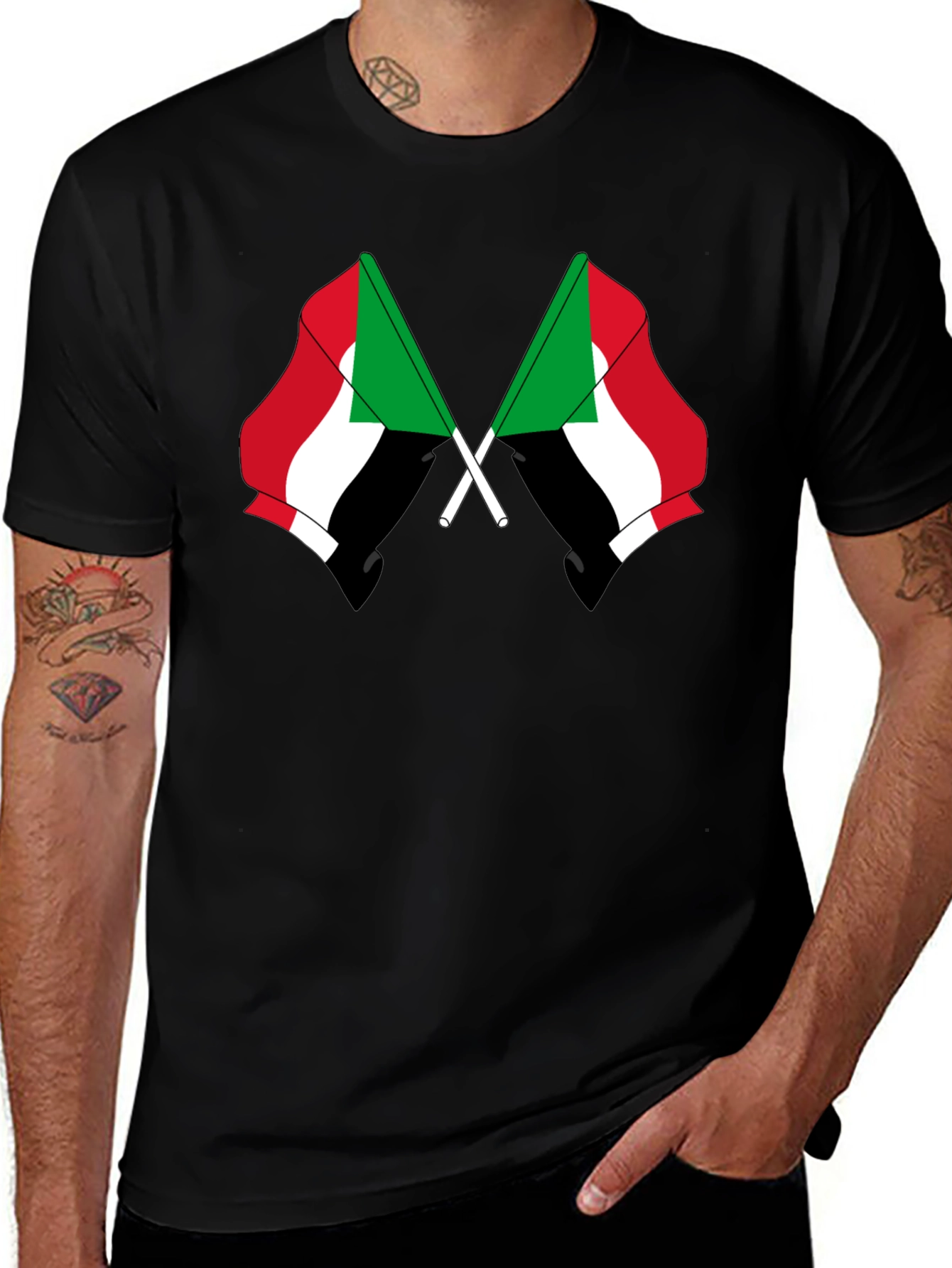 Sudan Flag T-Shirt - Black Graphic Tee