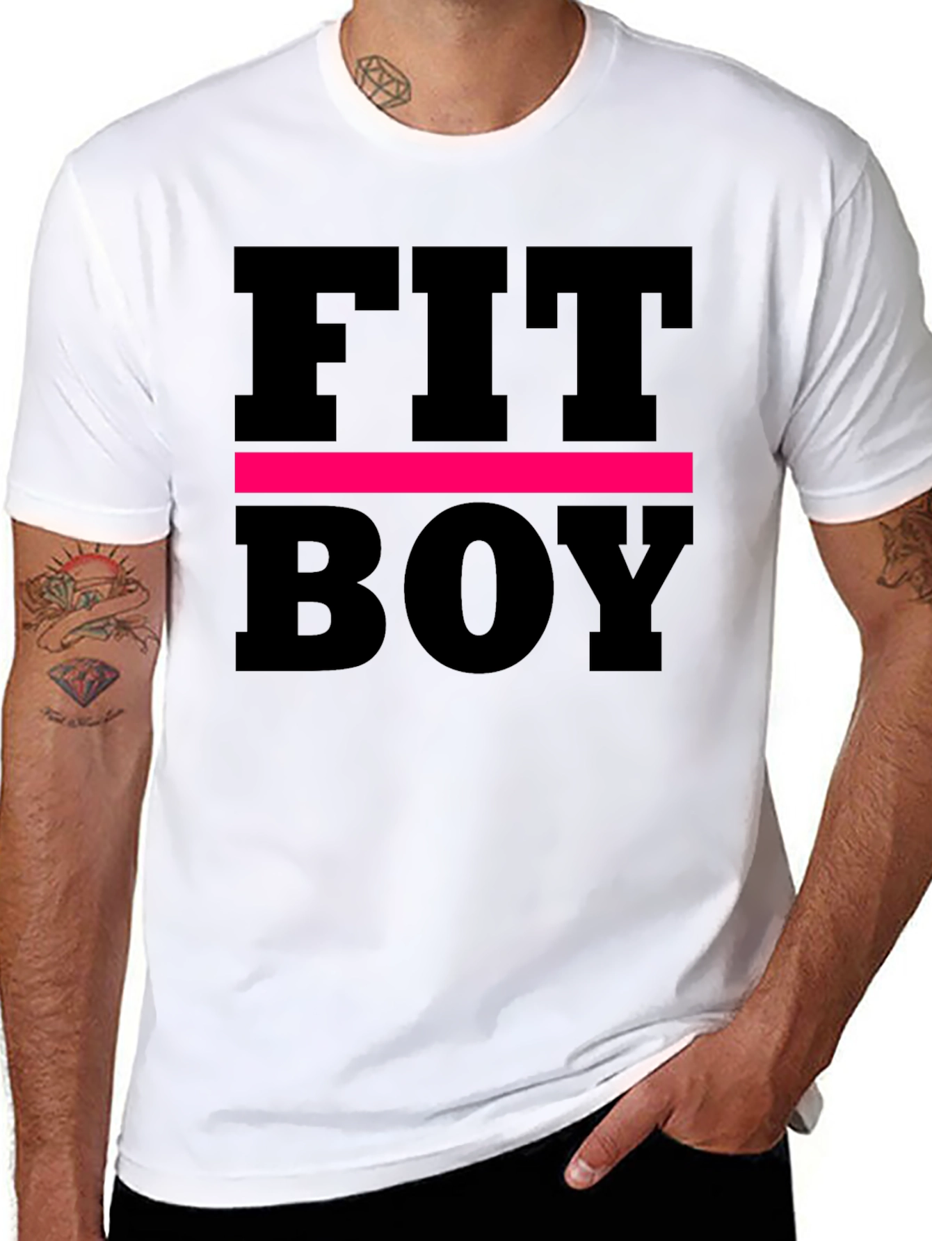 Fit Boy Graphic Tee - Black Cotton T-Shirt