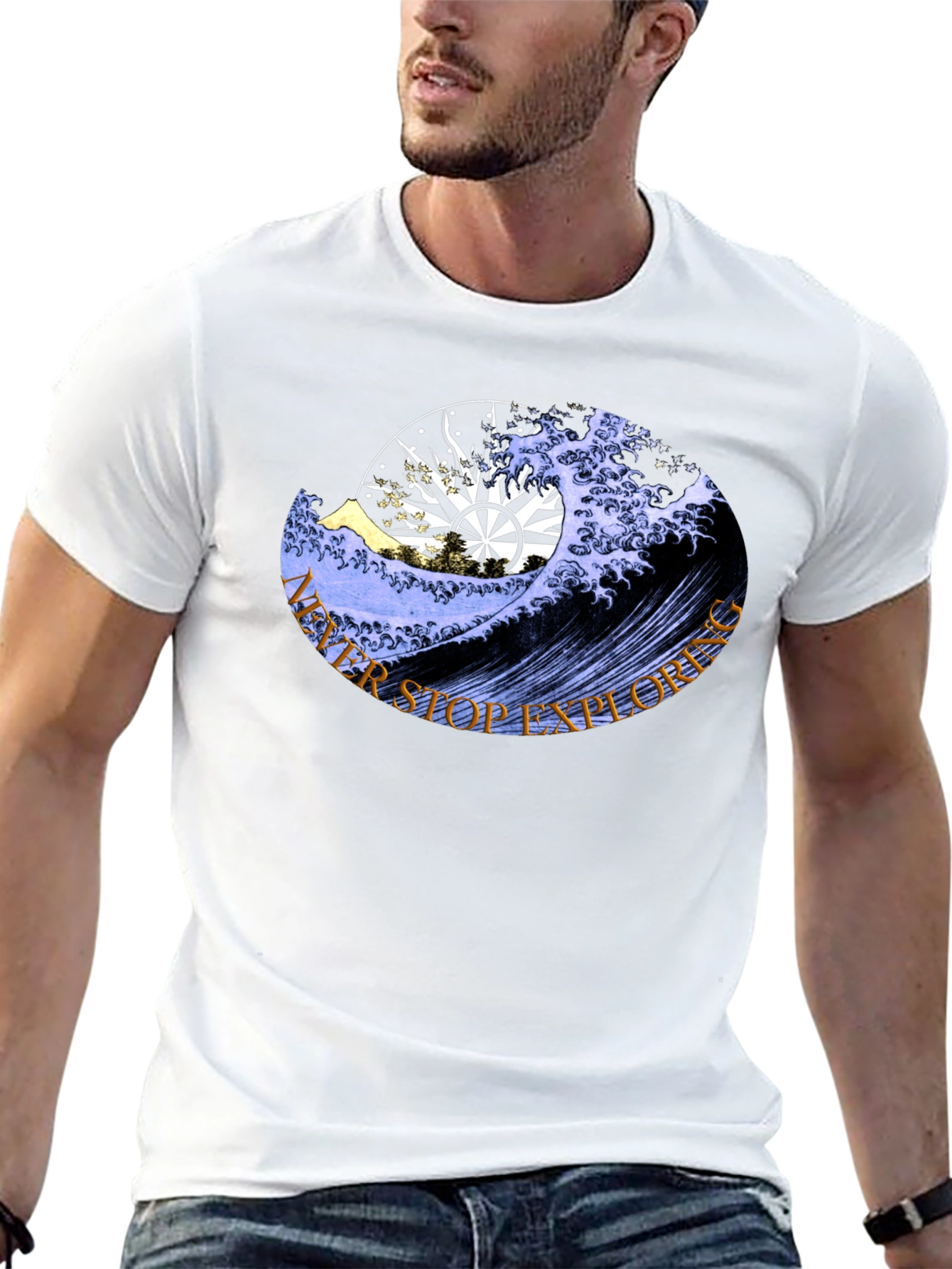 Never Stop Exploring Wave Graphic Tee