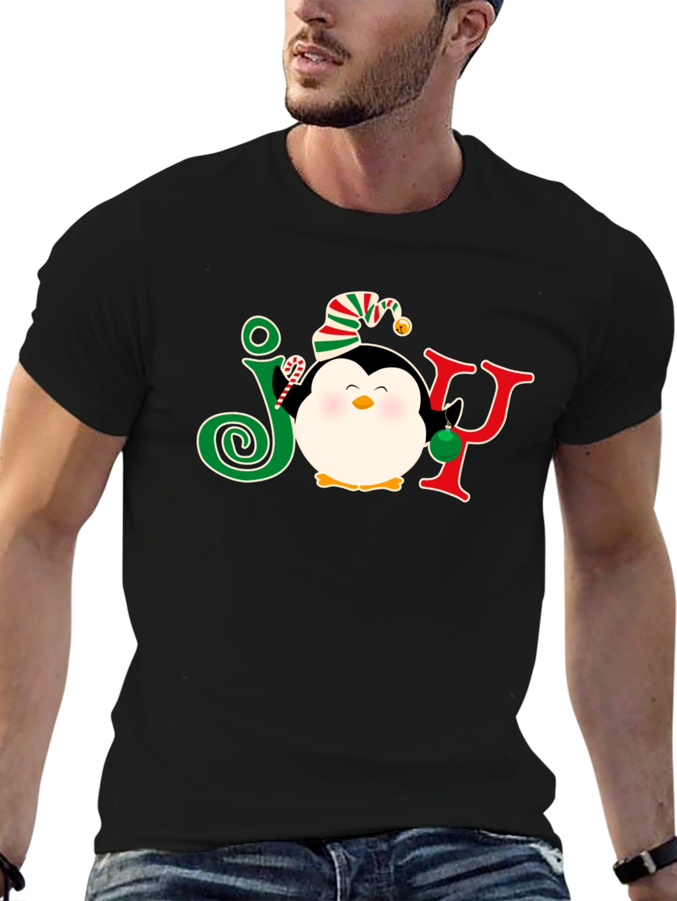Festive Penguin JOY Christmas T-Shirt