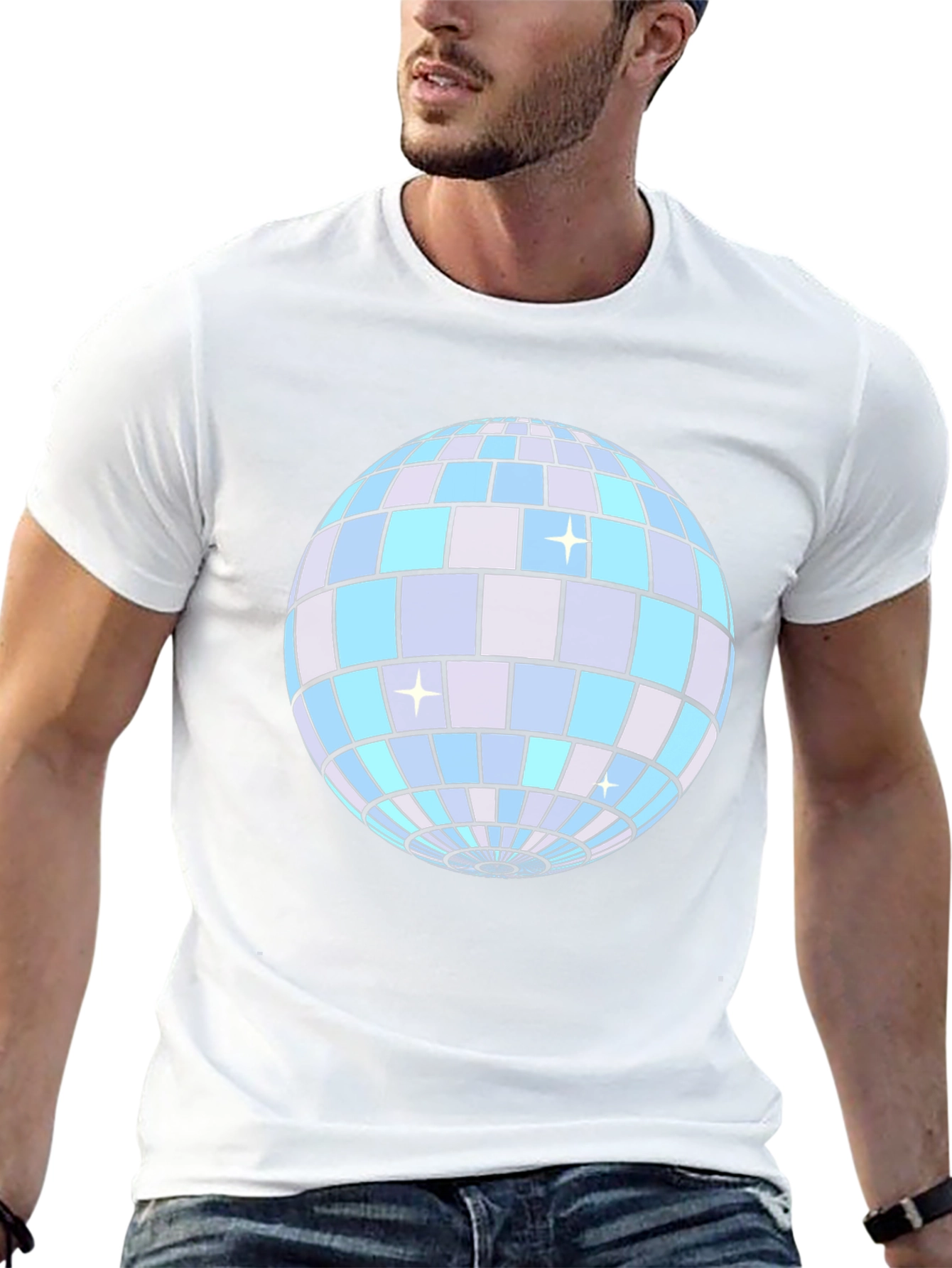 Disco Ball Graphic Tee - Black Cotton T-Shirt