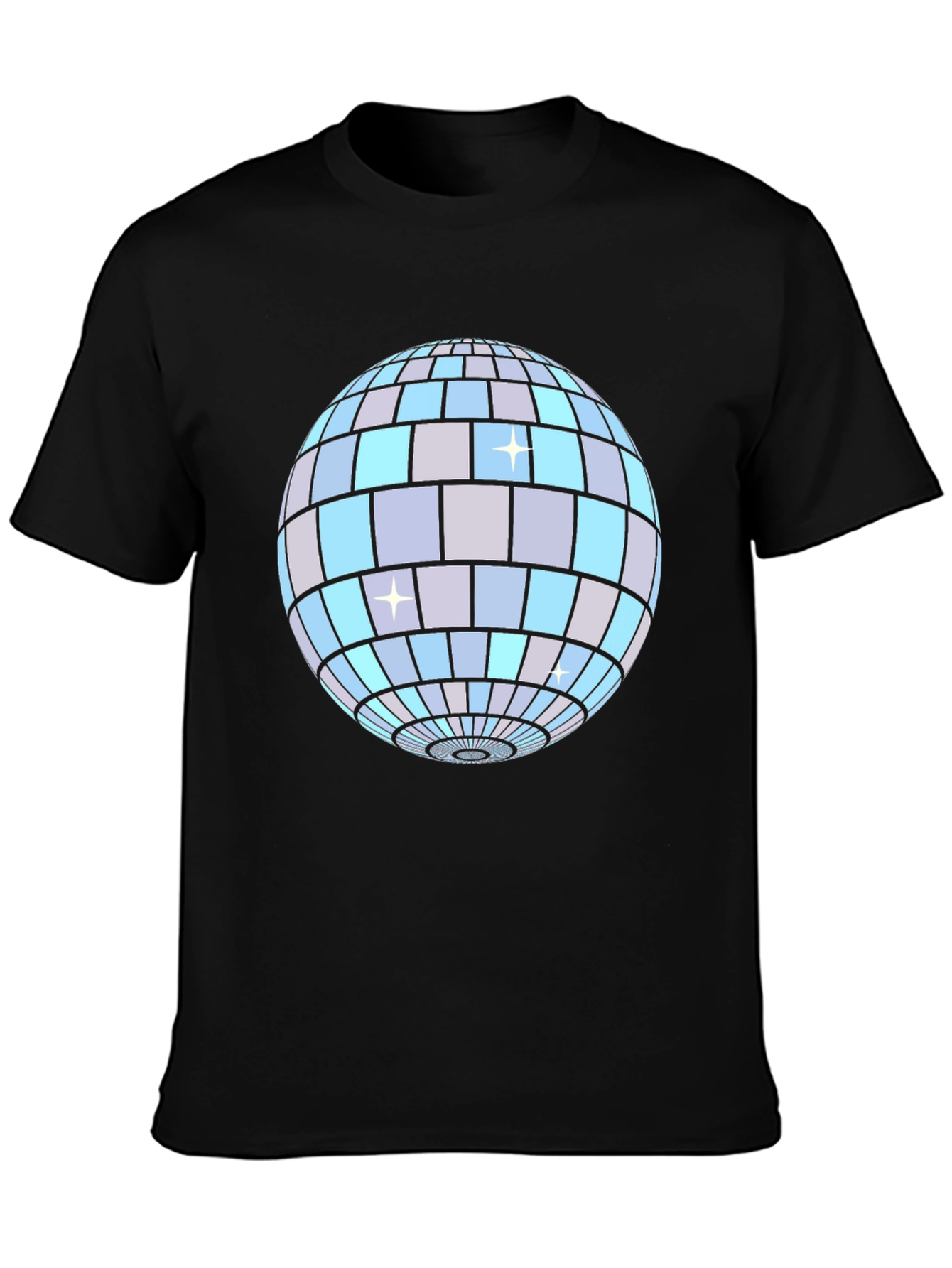 Disco Ball Graphic Tee - Black Cotton T-Shirt