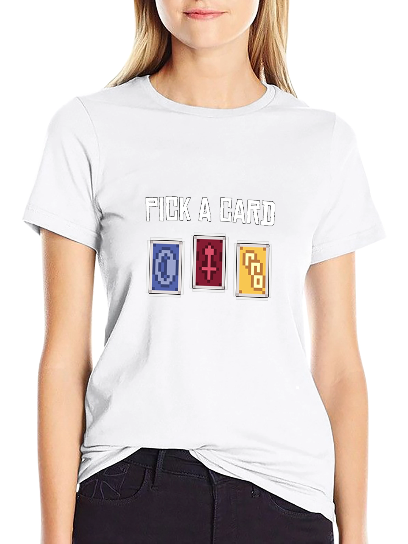 Pick A Card Graphic Tee - Pixelated Tarot Design