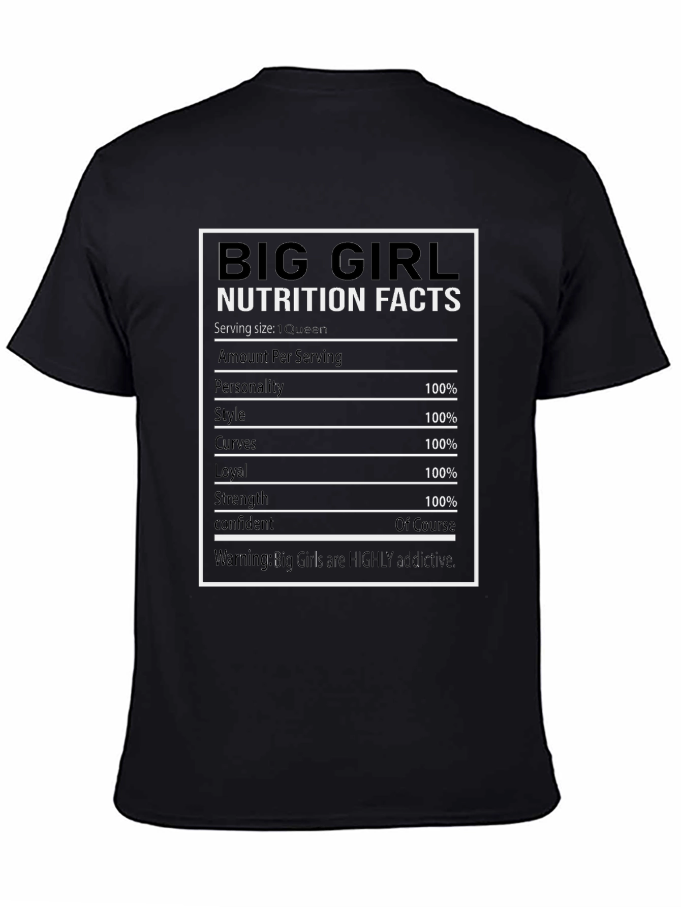 Big Girl Nutrition Facts Graphic Tee - Black