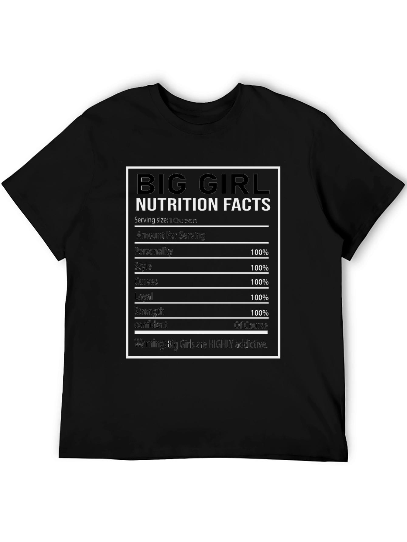 Big Girl Nutrition Facts Graphic Tee - Black