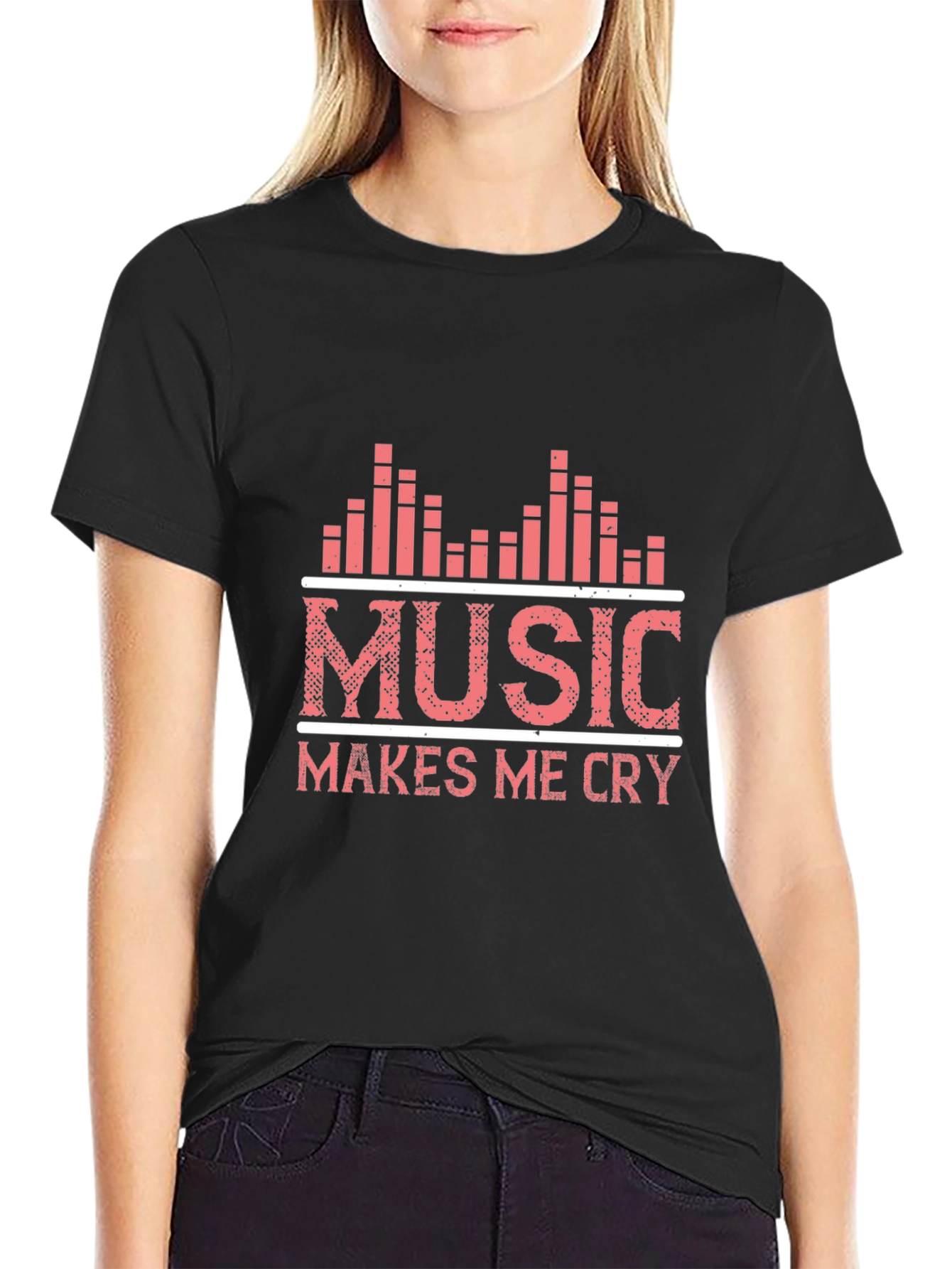 Music Makes Me Cry Graphic Tee - Black