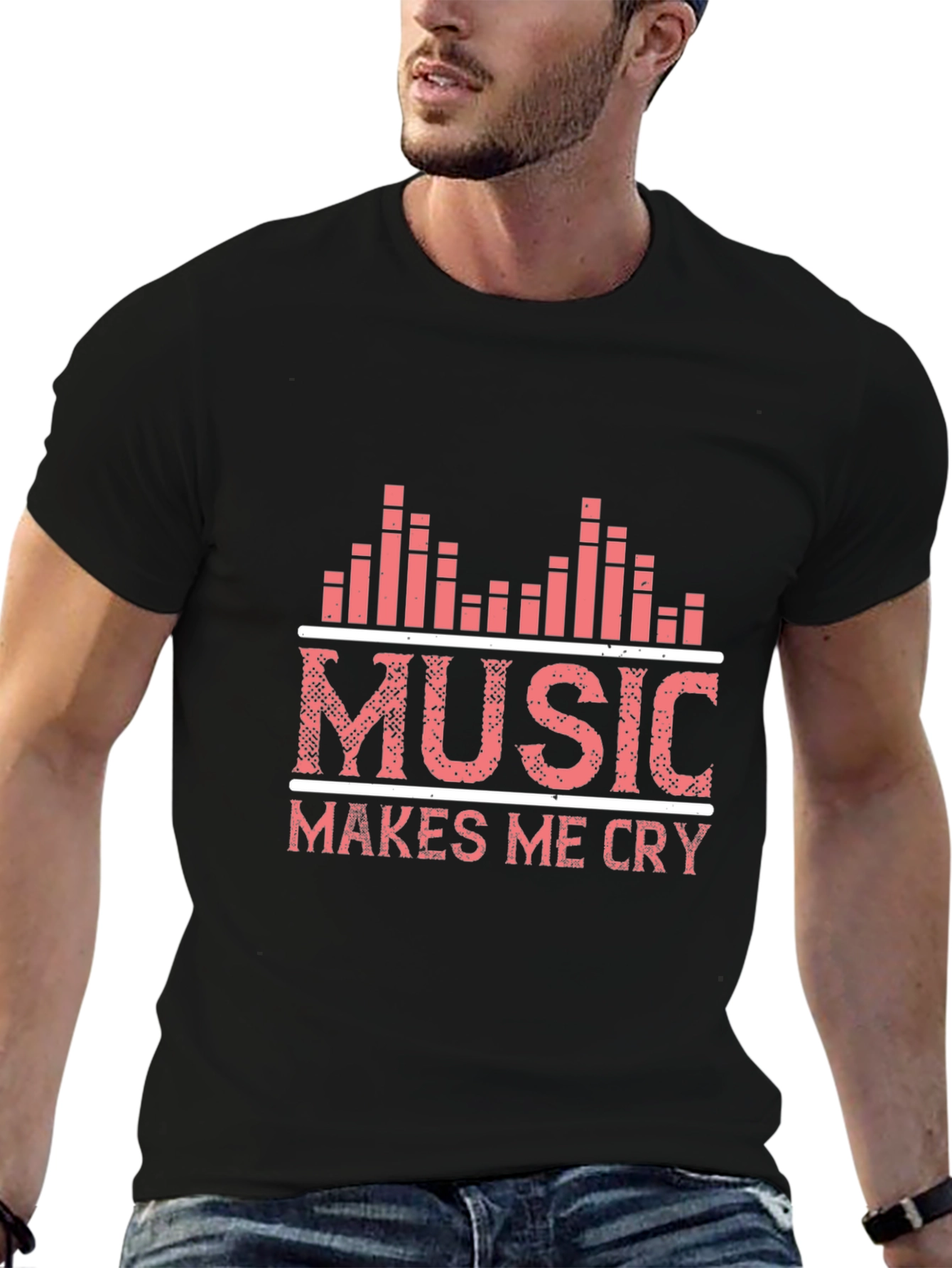 Music Makes Me Cry Graphic Tee - Black