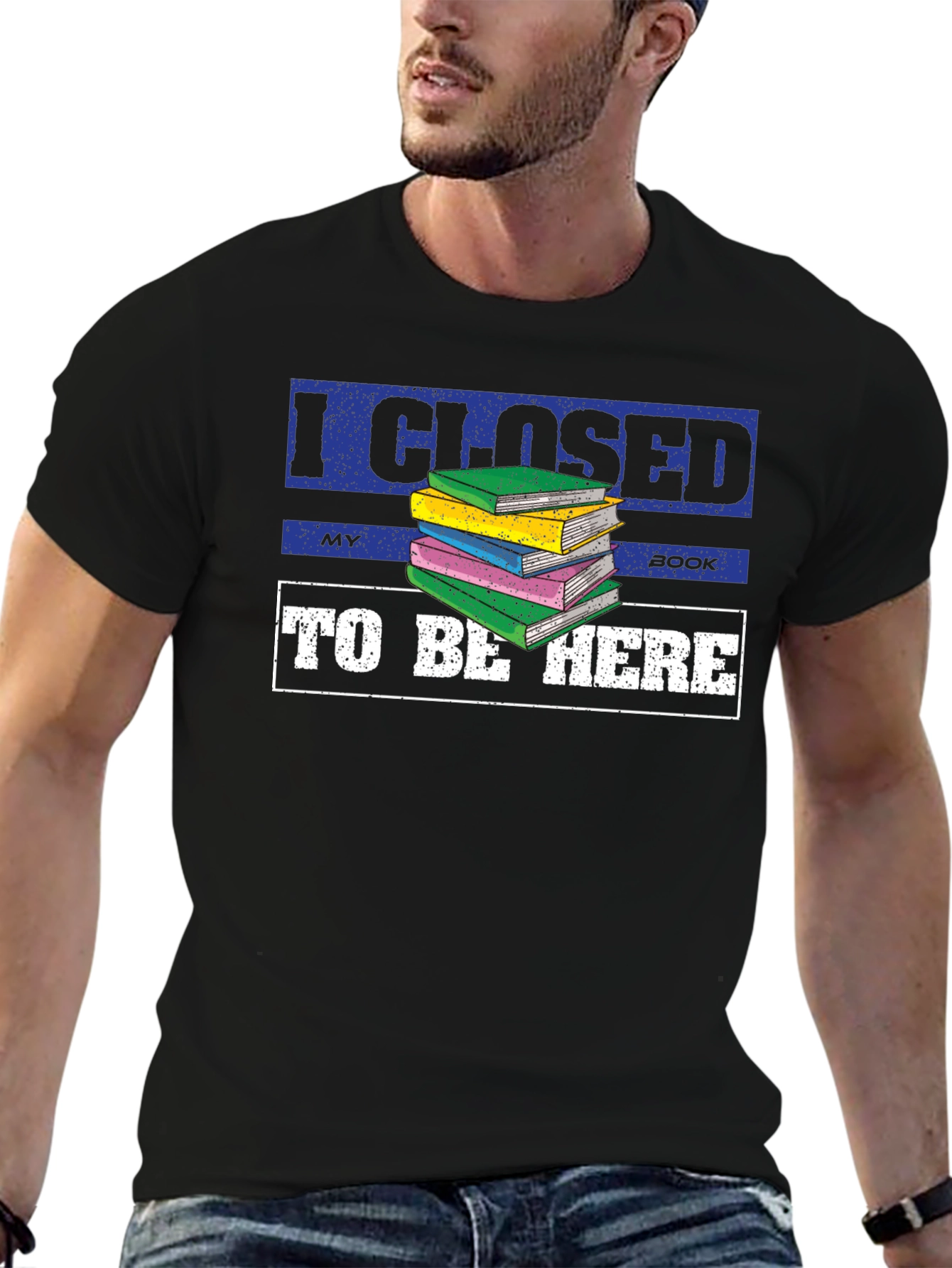 I Closed My Book To Be Here Black T-Shirt