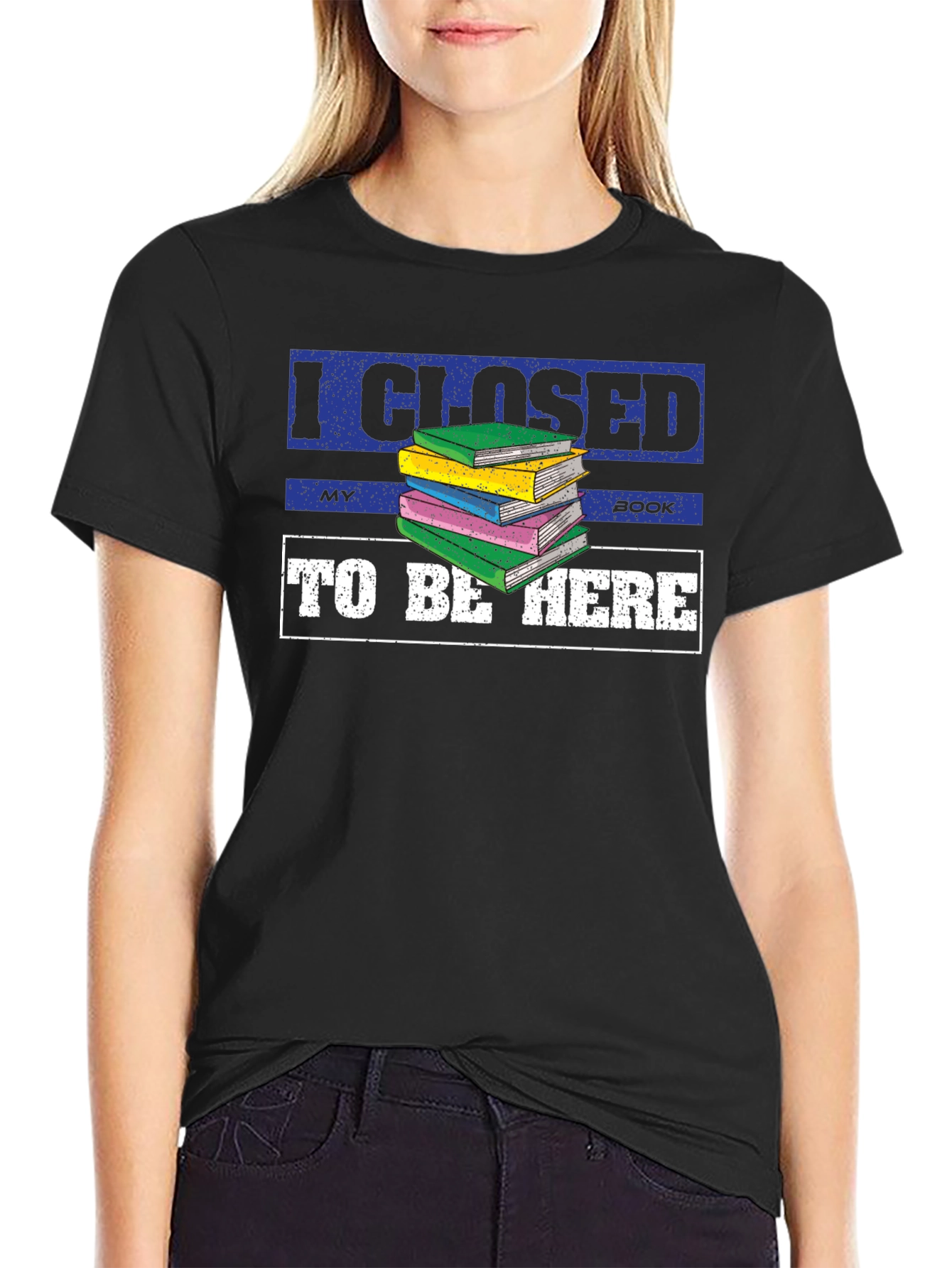 I Closed My Book To Be Here Black T-Shirt