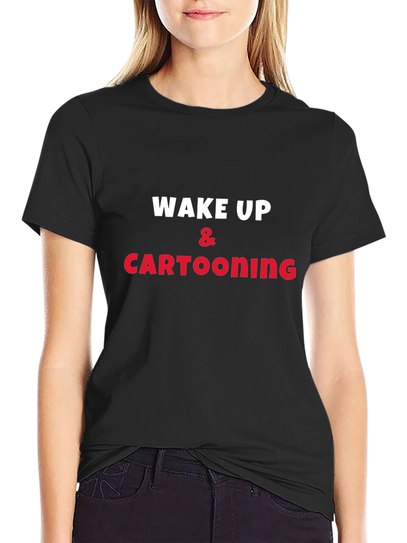 Wake Up & Cartooning Black T-Shirt