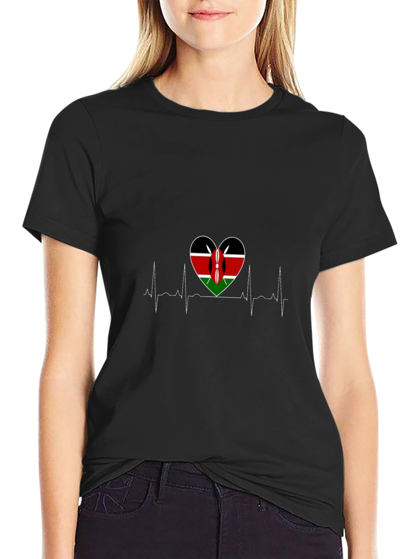Kenya Flag Heartbeat T-Shirt