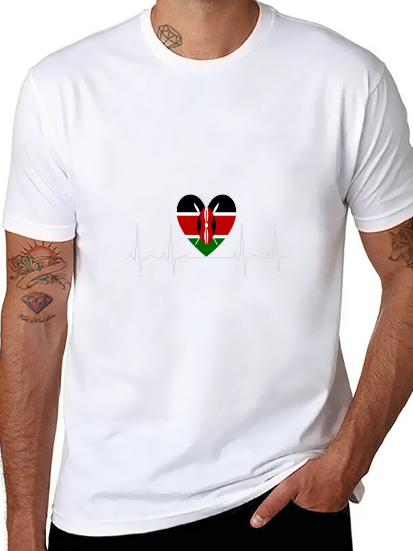 Kenya Flag Heartbeat T-Shirt