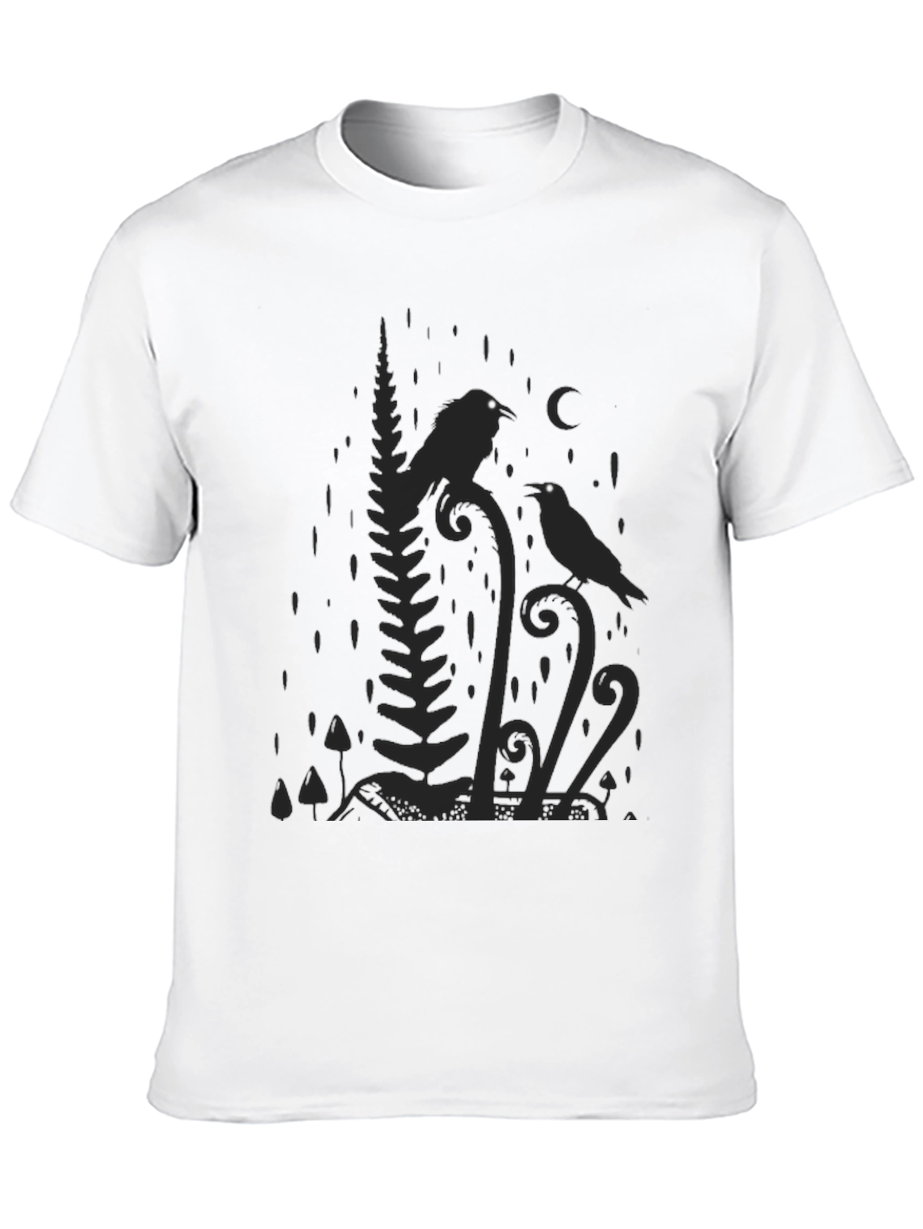 Raven Moon Graphic Tee - Nature Inspired Black T-Shirt