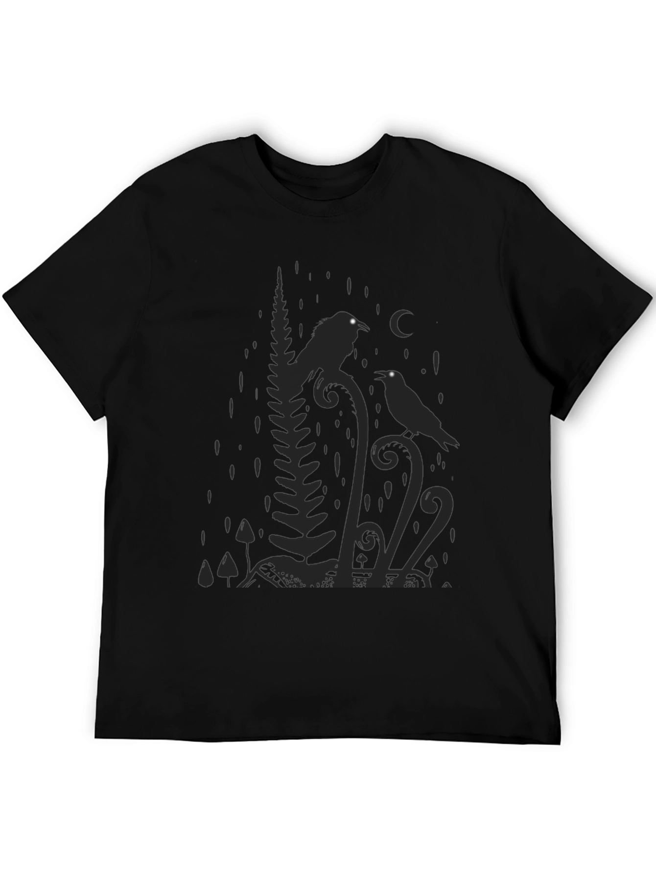 Raven Moon Graphic Tee - Nature Inspired Black T-Shirt
