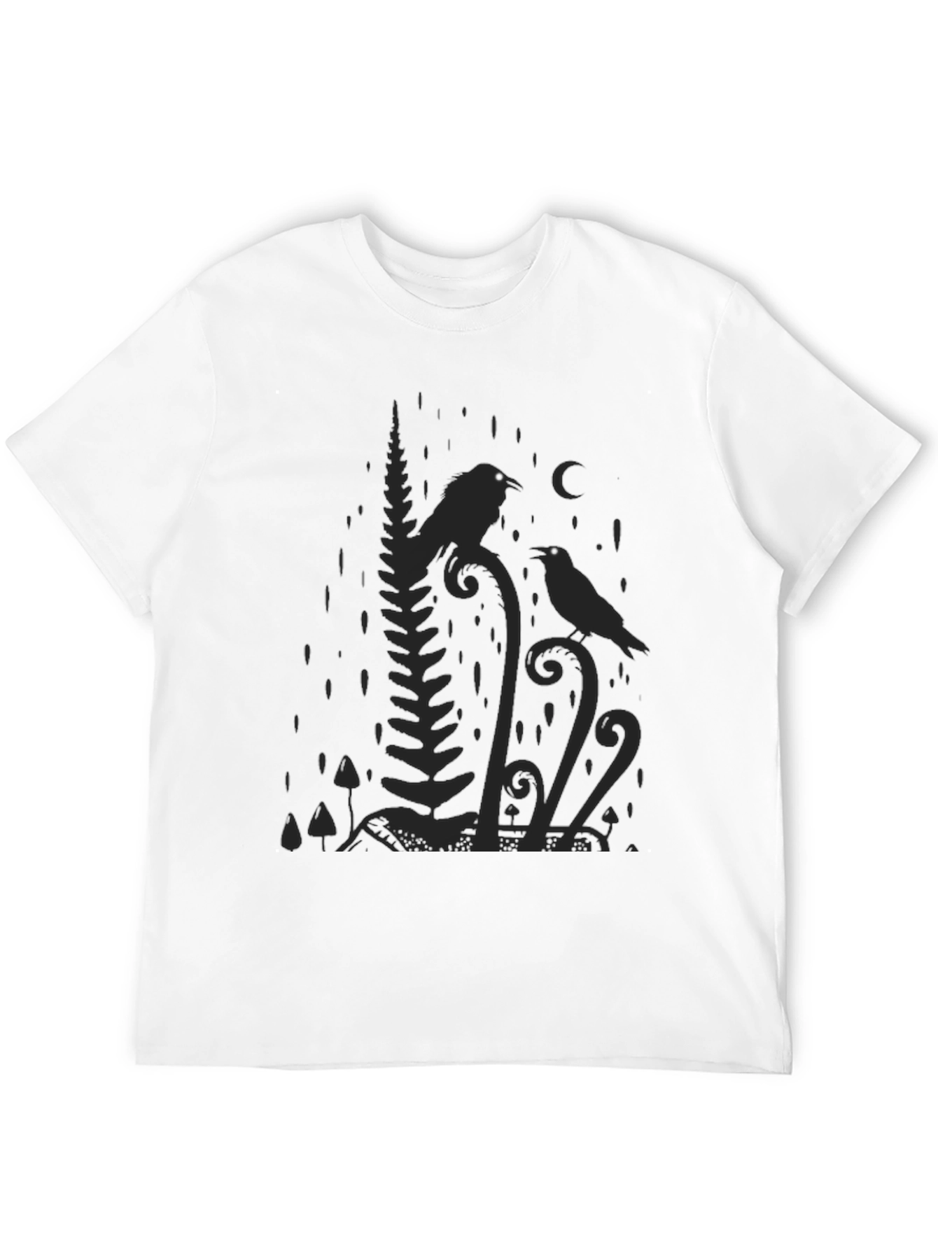 Raven Moon Graphic Tee - Nature Inspired Black T-Shirt