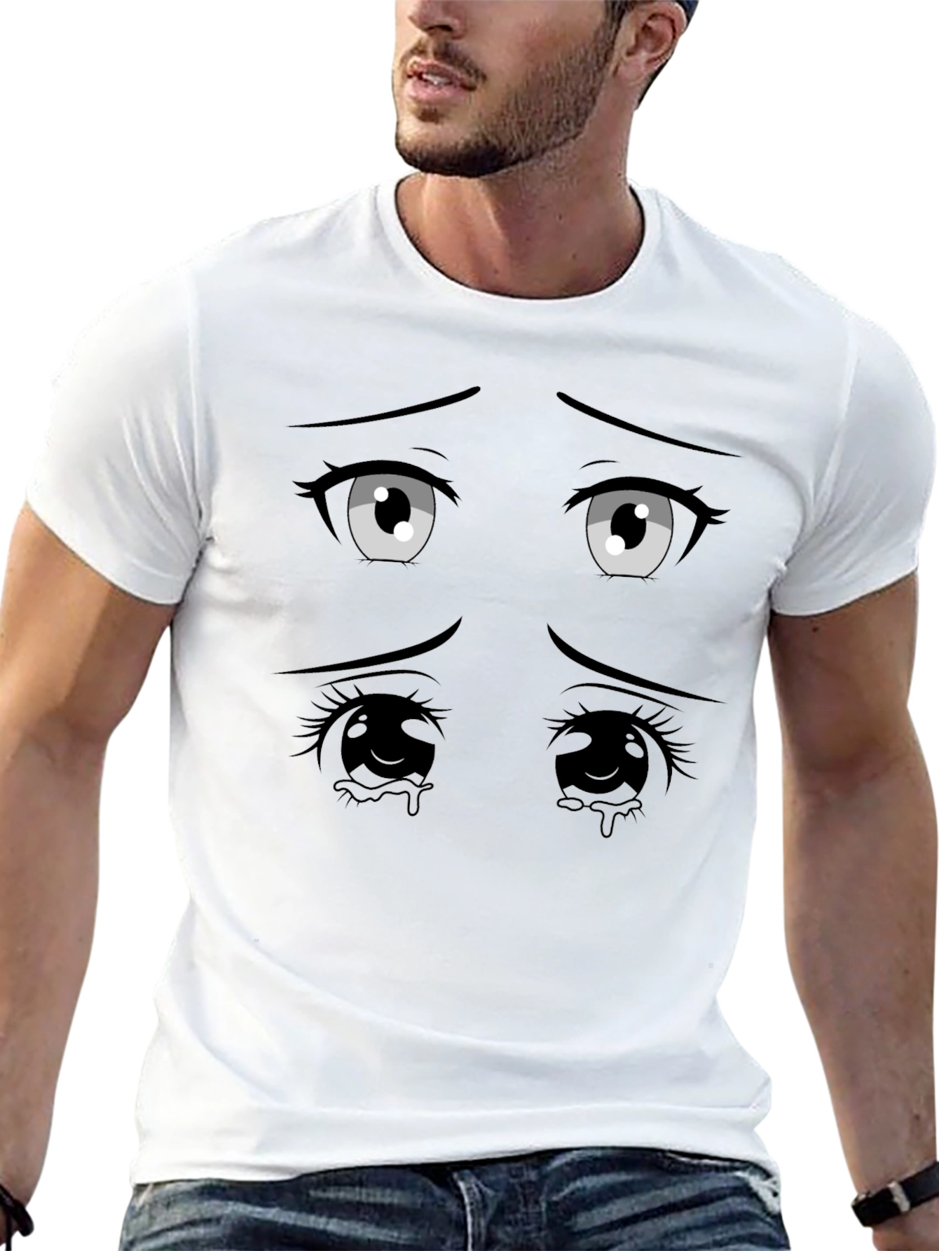 Anime Eyes Graphic Black T-Shirt