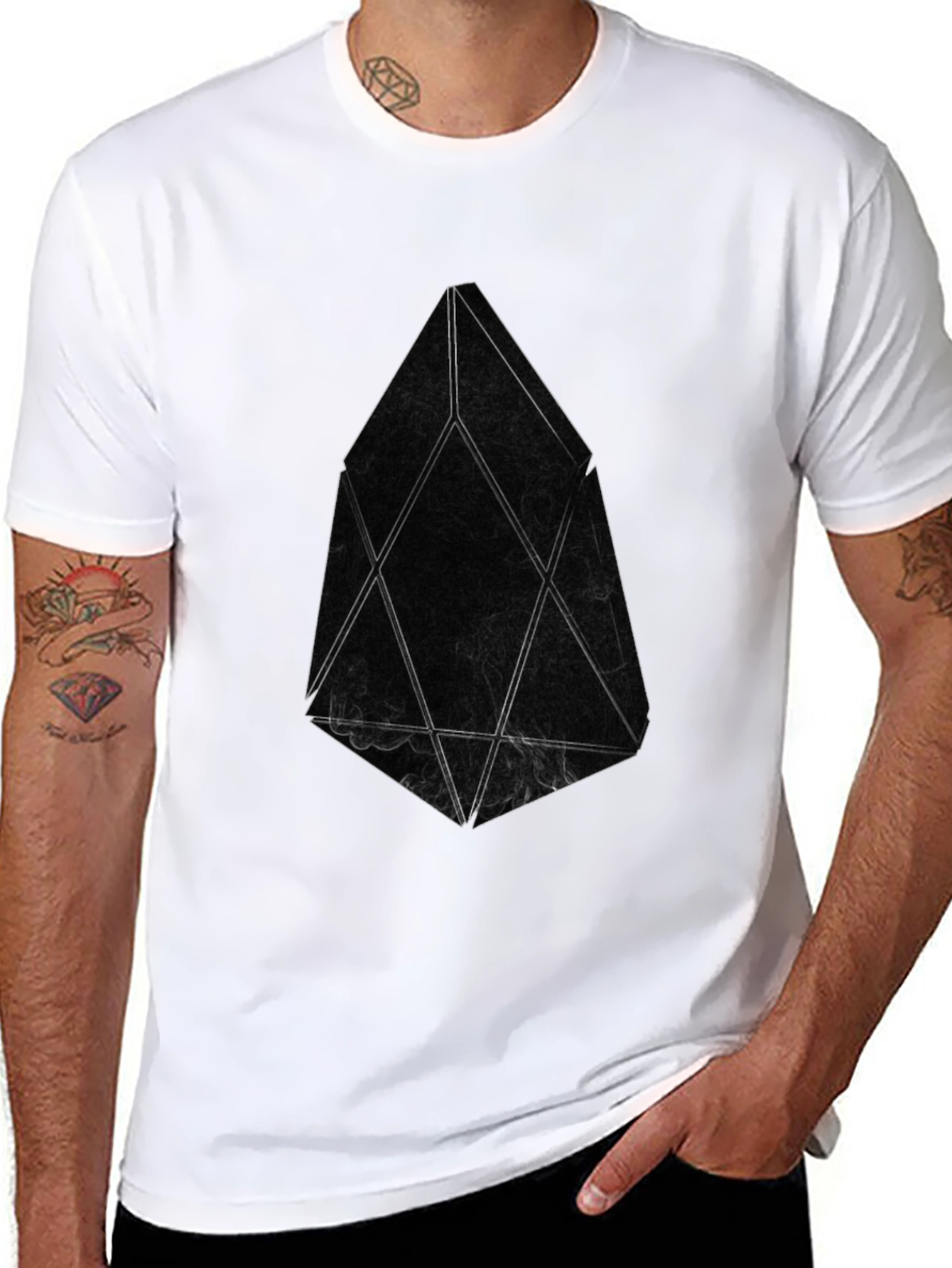 Abstract Geometric Design Black T-Shirt
