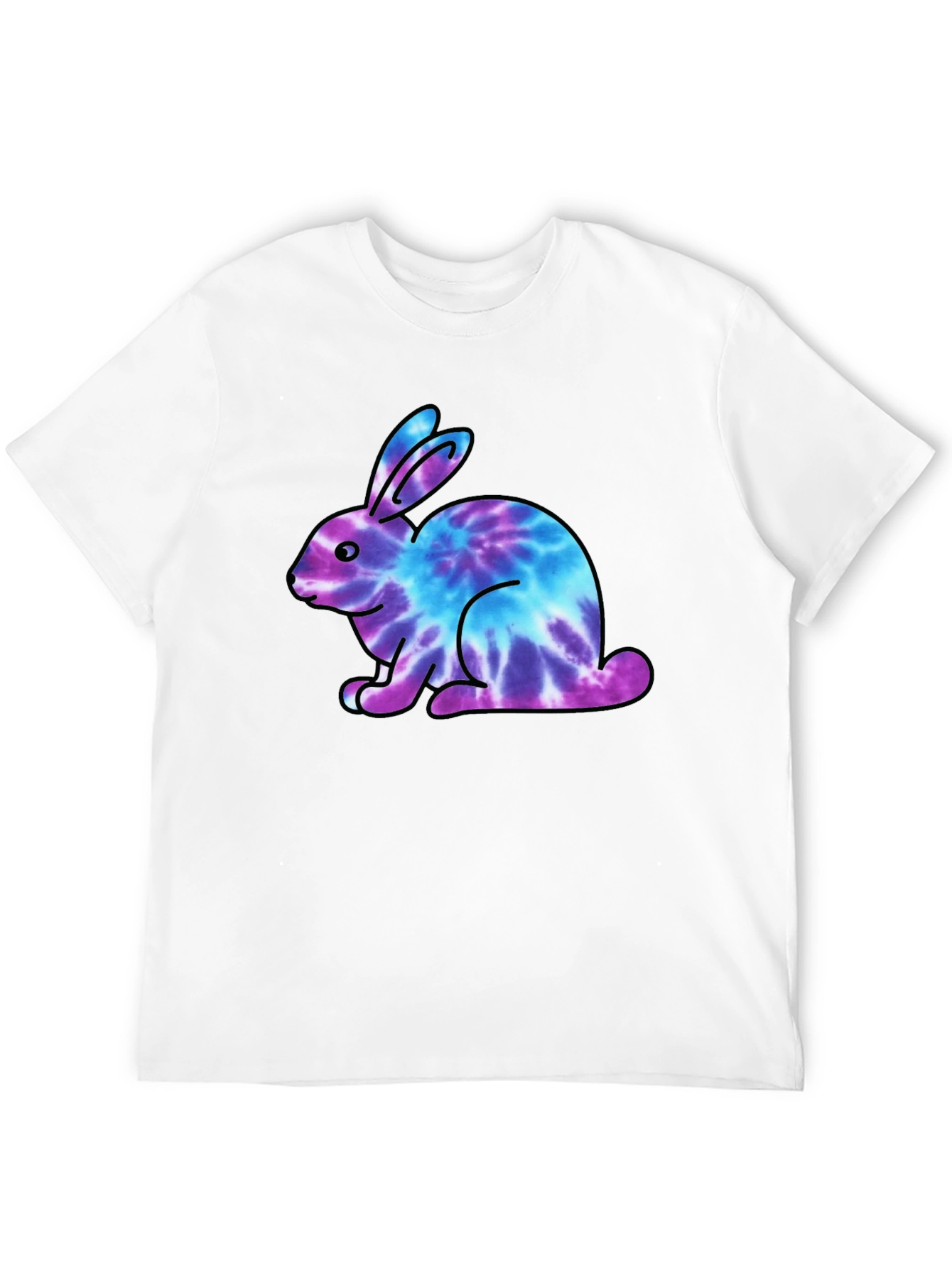 Tie Dye Bunny Graphic Black T-Shirt