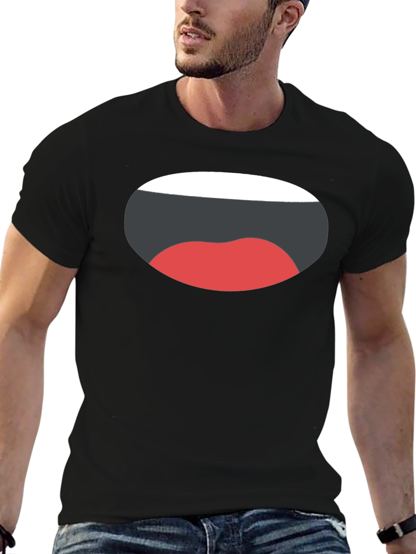 Funny Mouth Graphic Black T-Shirt