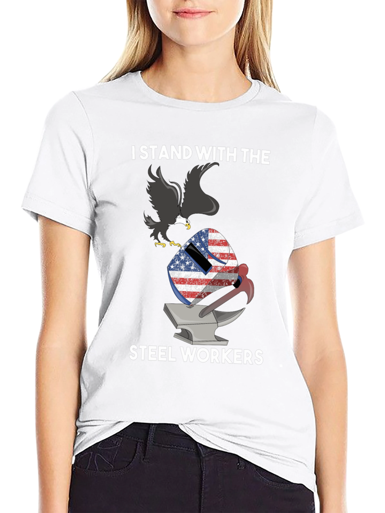I Stand With Steel Workers Patriotic Eagle T-Shirt