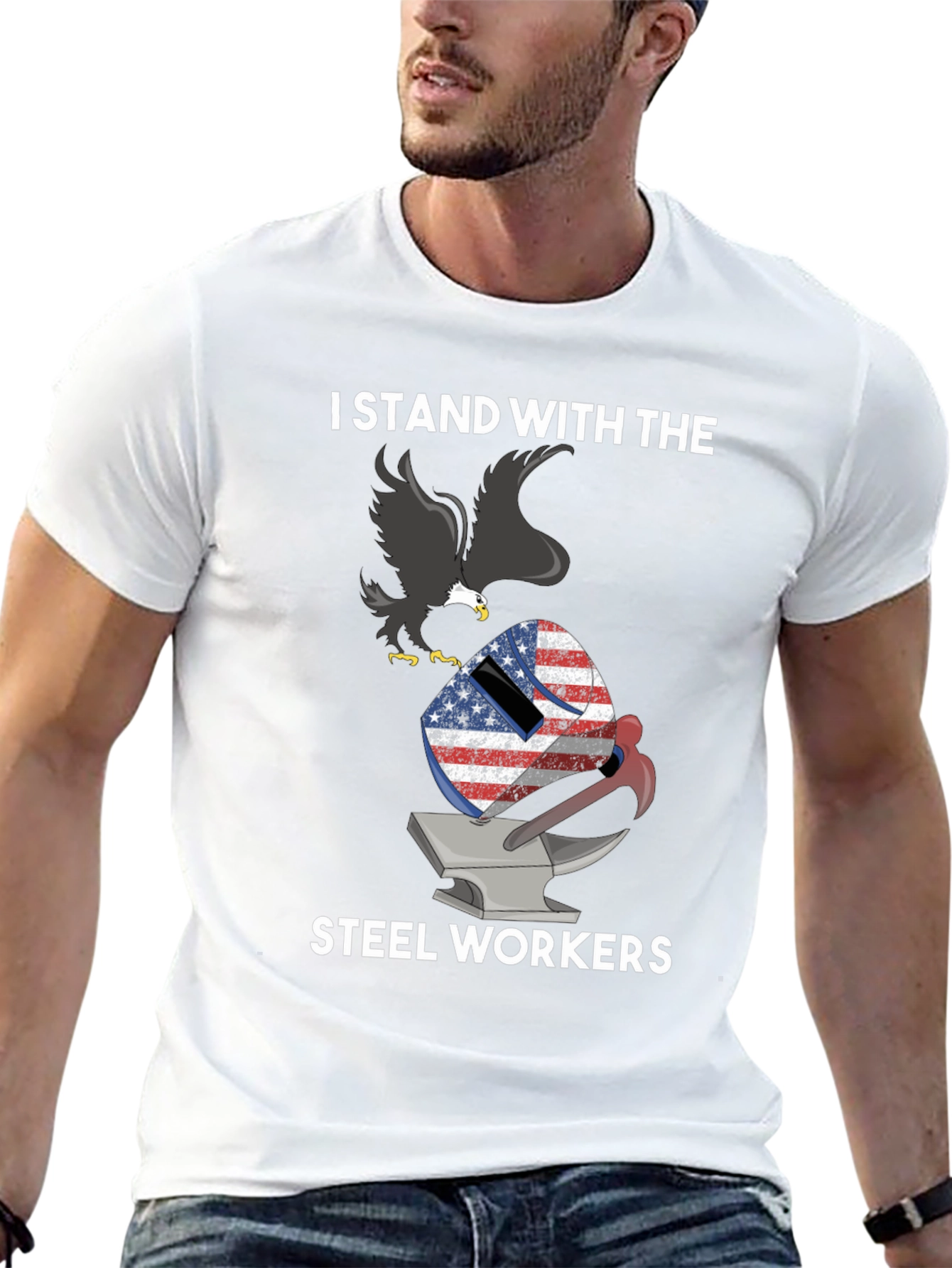 I Stand With Steel Workers Patriotic Eagle T-Shirt