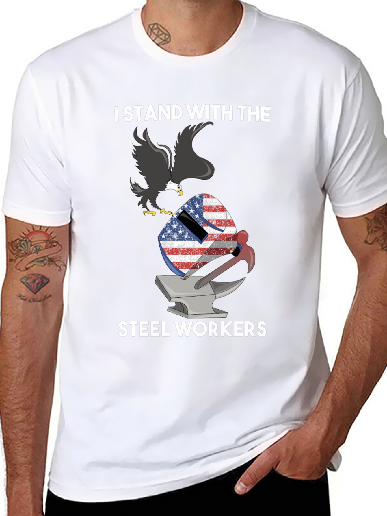 I Stand With Steel Workers Patriotic Eagle T-Shirt