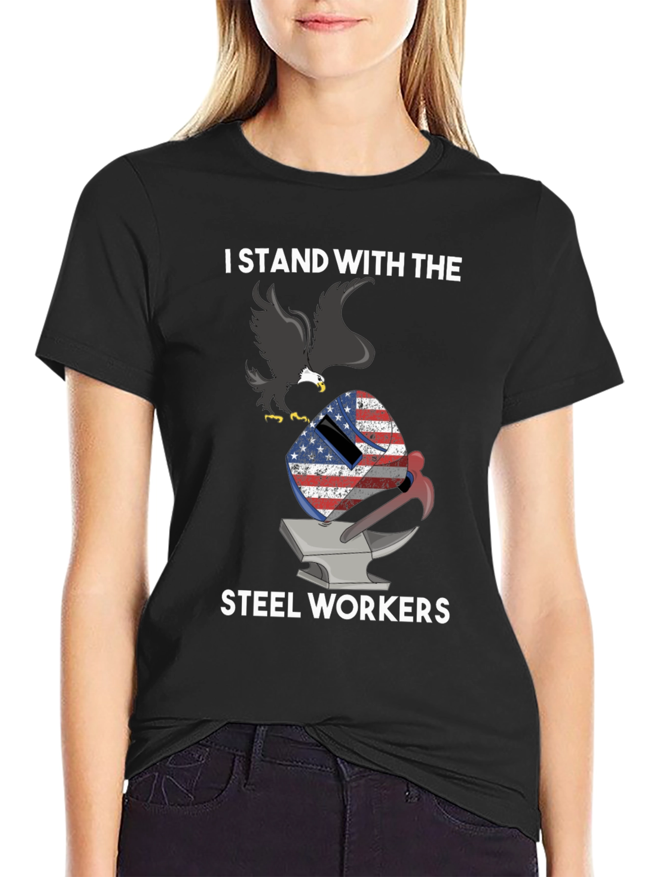 I Stand With Steel Workers Patriotic Eagle T-Shirt