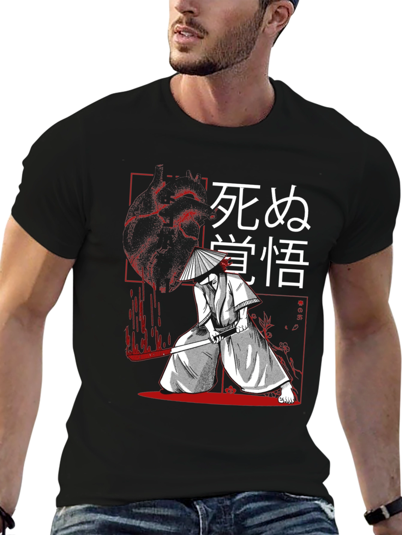 Samurai Graphic Tee - Black Cotton T-Shirt
