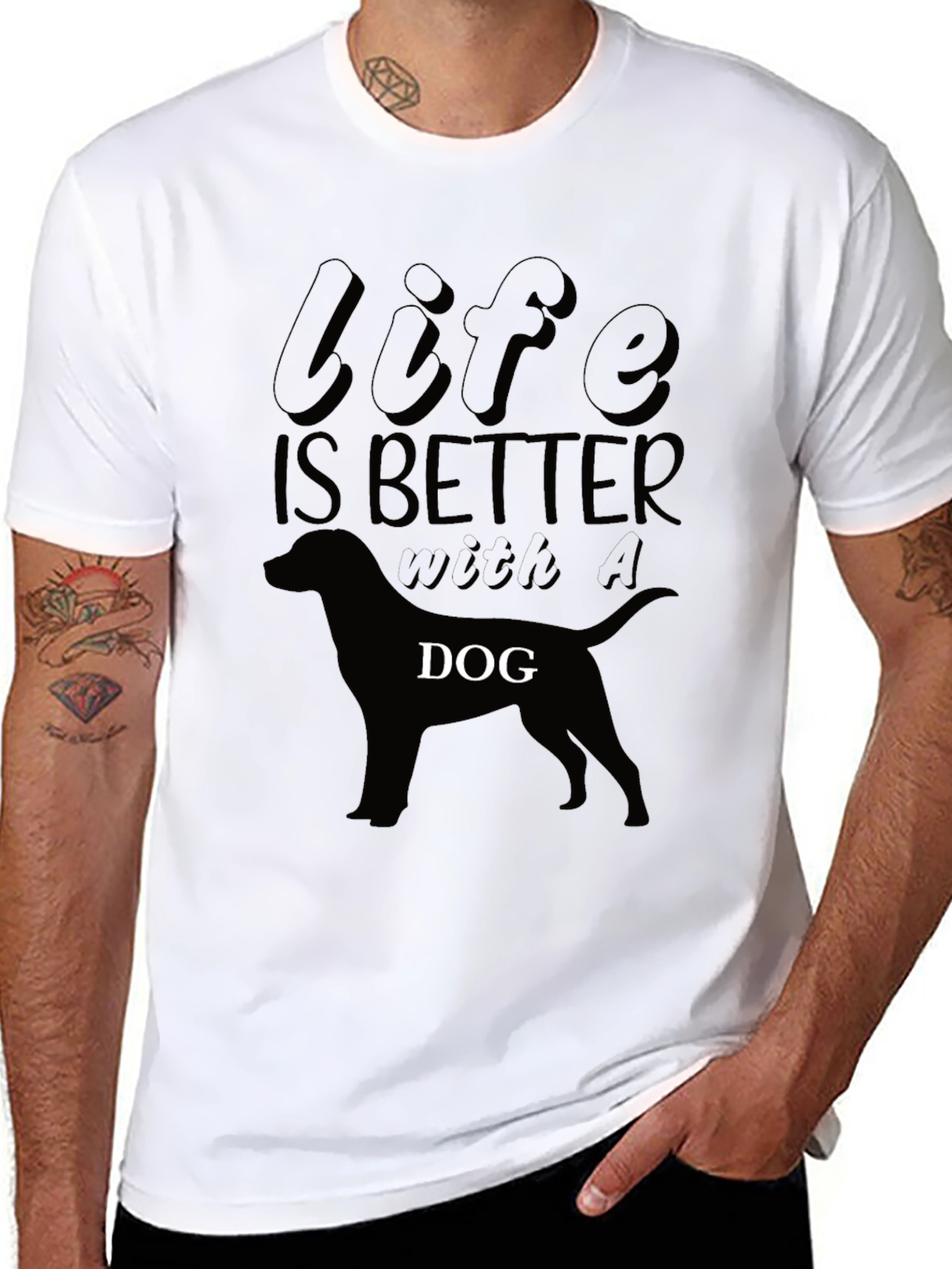Life is Better With A Dog Black T-Shirt
