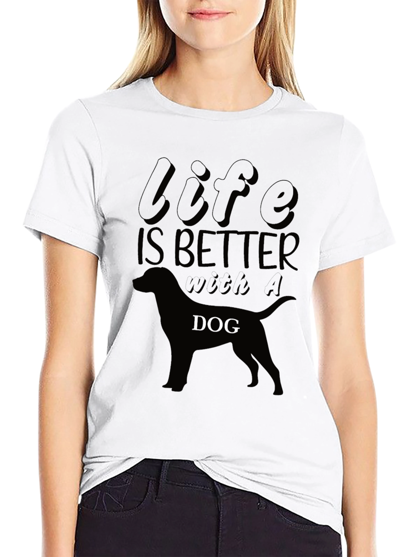Life is Better With A Dog Black T-Shirt