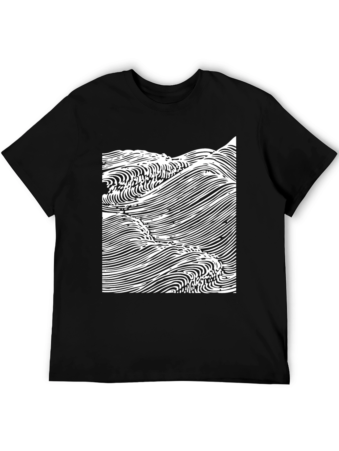 Abstract Wave Graphic Tee - Black