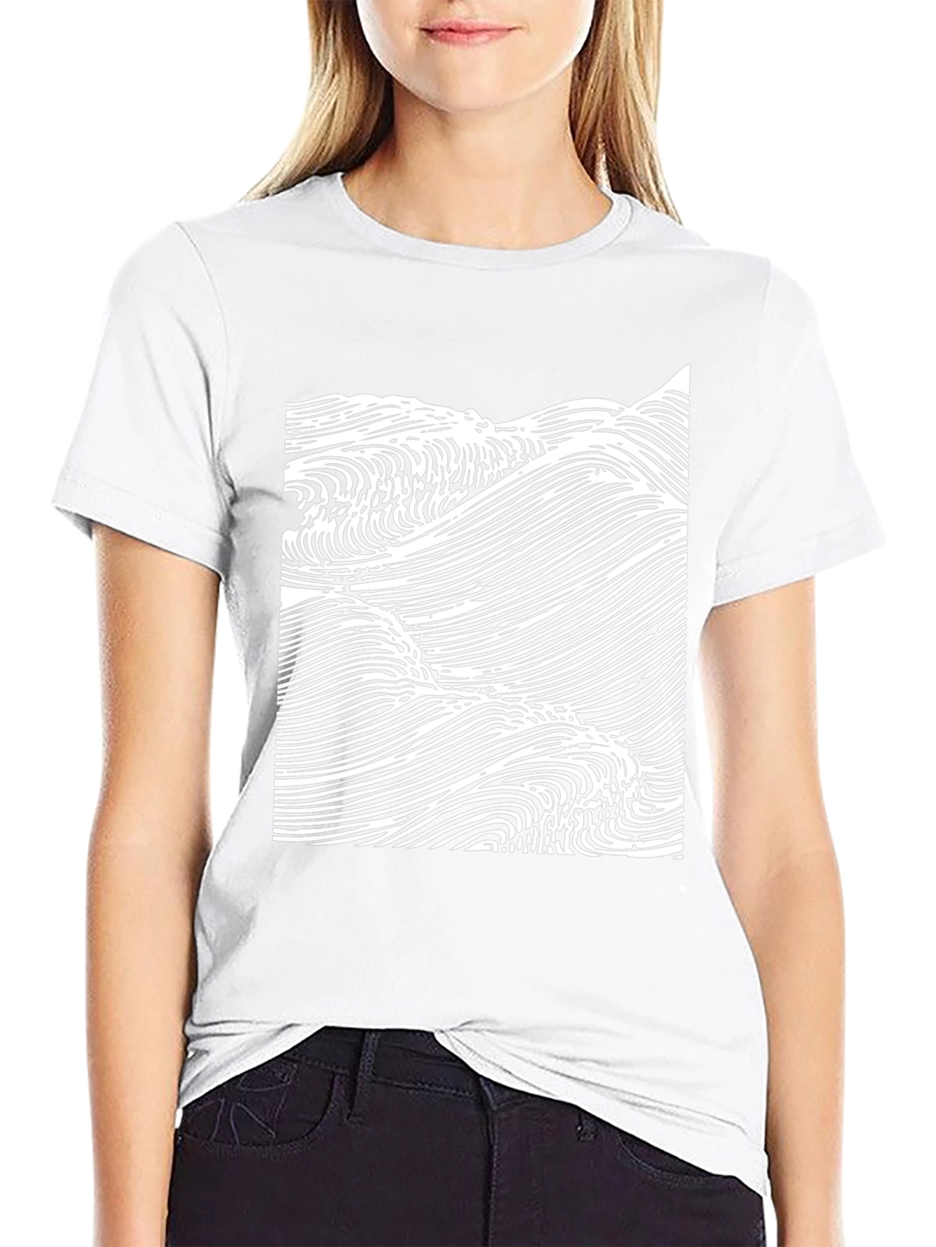 Abstract Wave Graphic Tee - Black